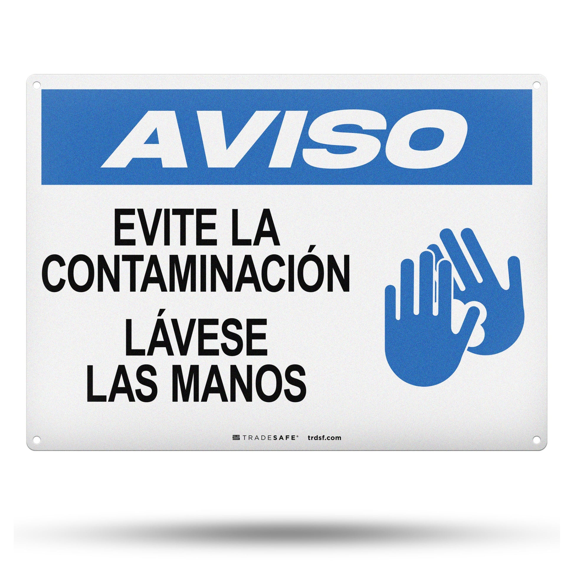 aviso evite la contaminaćion lávese las manos sign