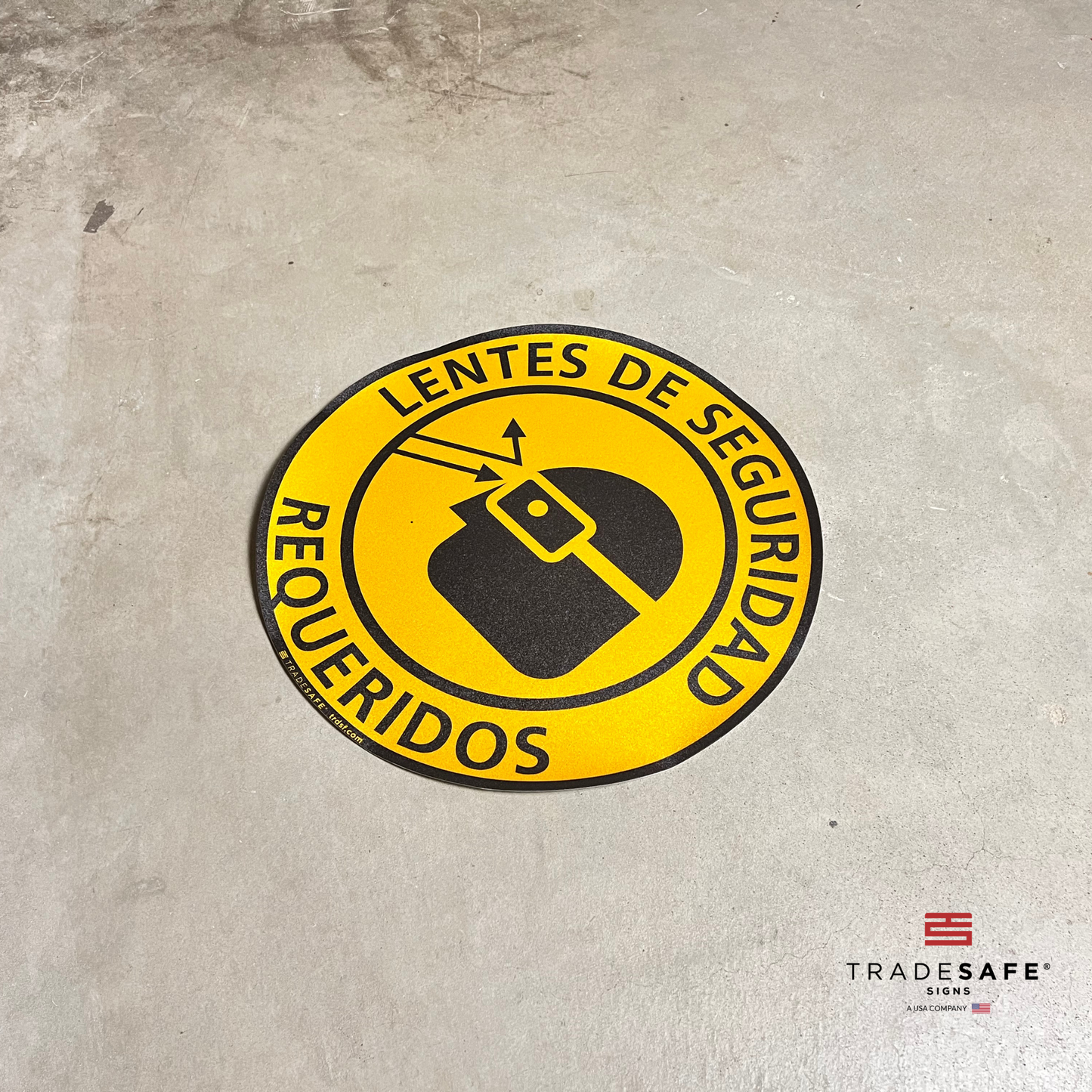 "lentes de seguridad requeridos" sign vinyl sticker on floor
