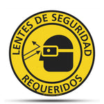 "lentes de seguridad requeridos" sign vinyl sticker