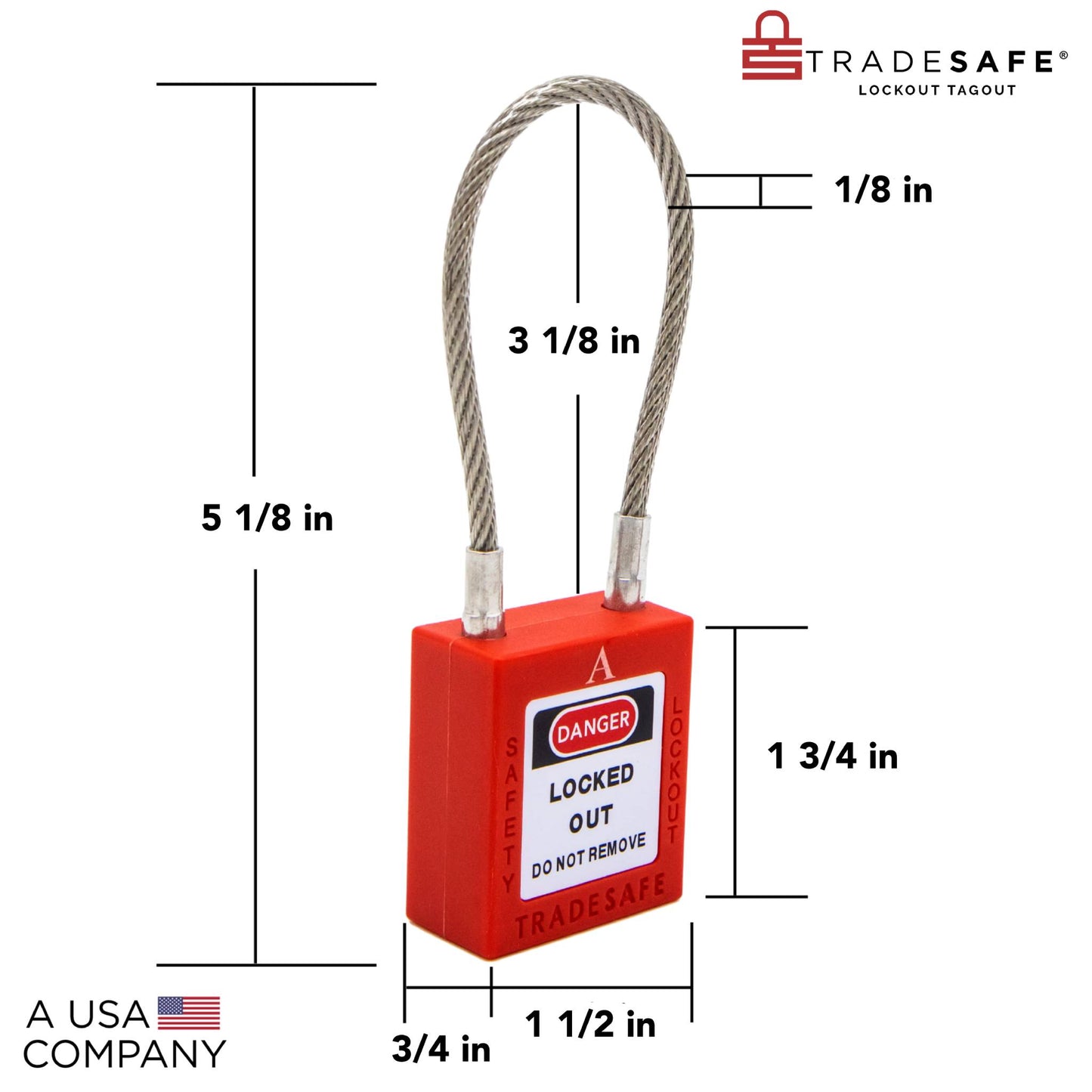 lockout cable padlocks dimensions