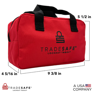 loto kit bag with product measurements