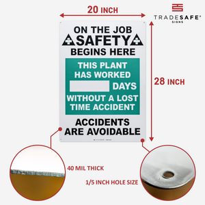 dimensions of lost time accident sign