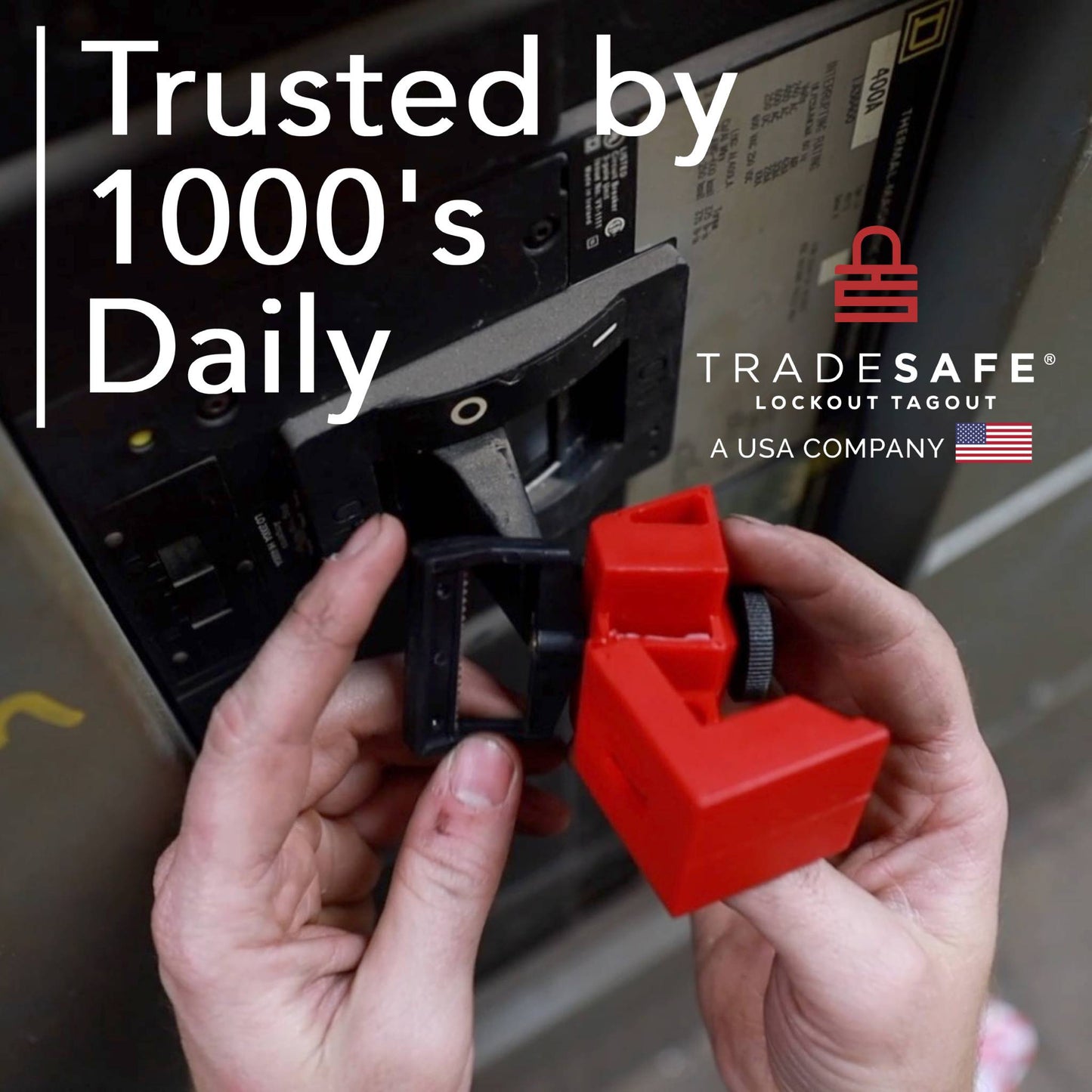 tradesafe lockout tagout branding image; trusted by 1000's daily