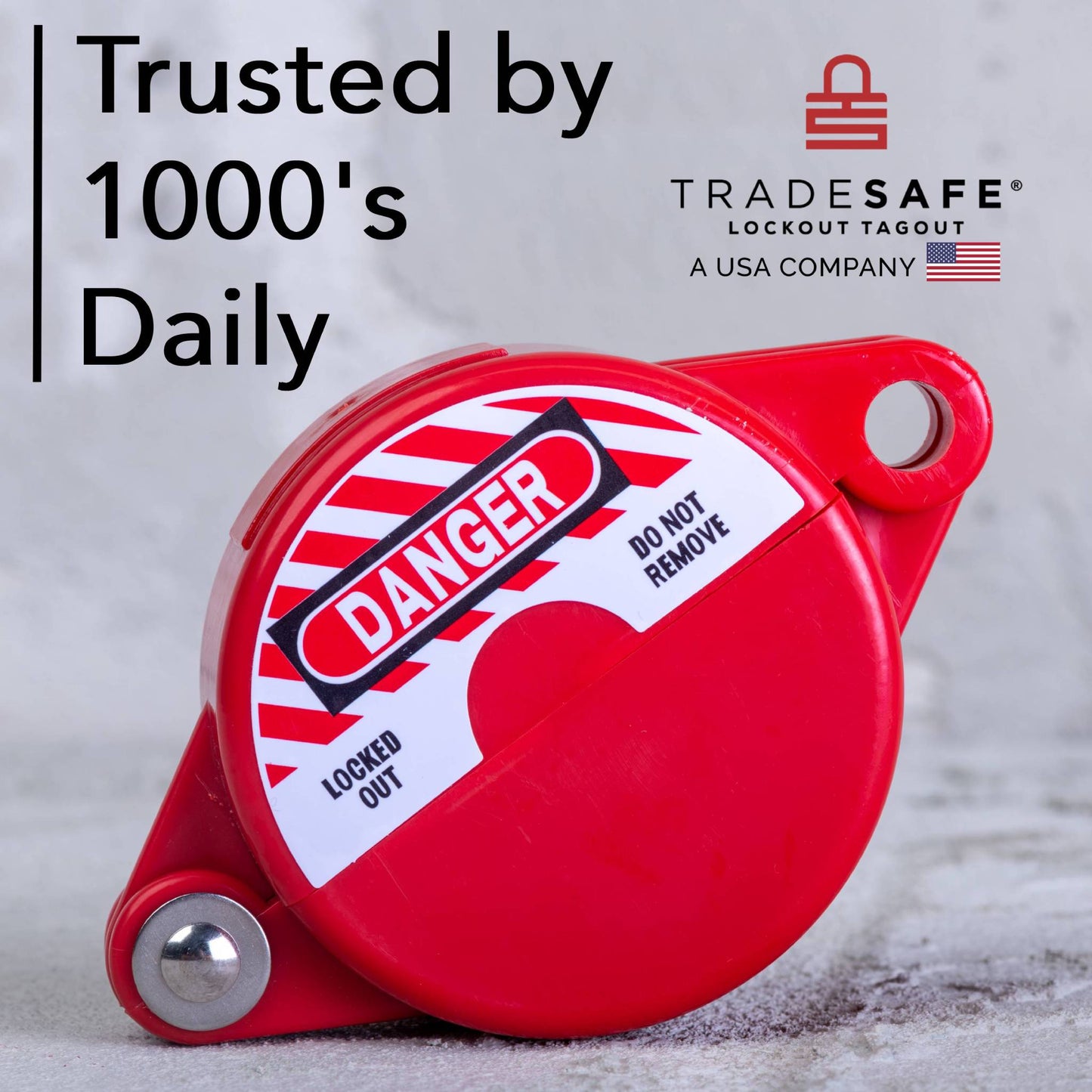 lockout tagout gate valve brand image with text "trusted by 1000s daily."
