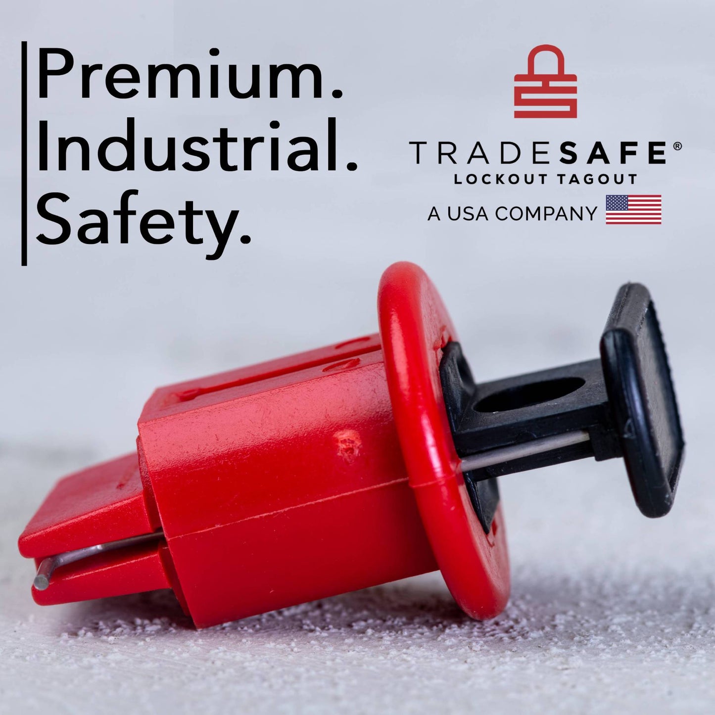 tradesafe lockout tagout branding image; stay safe. lockout safe. tradesafe.