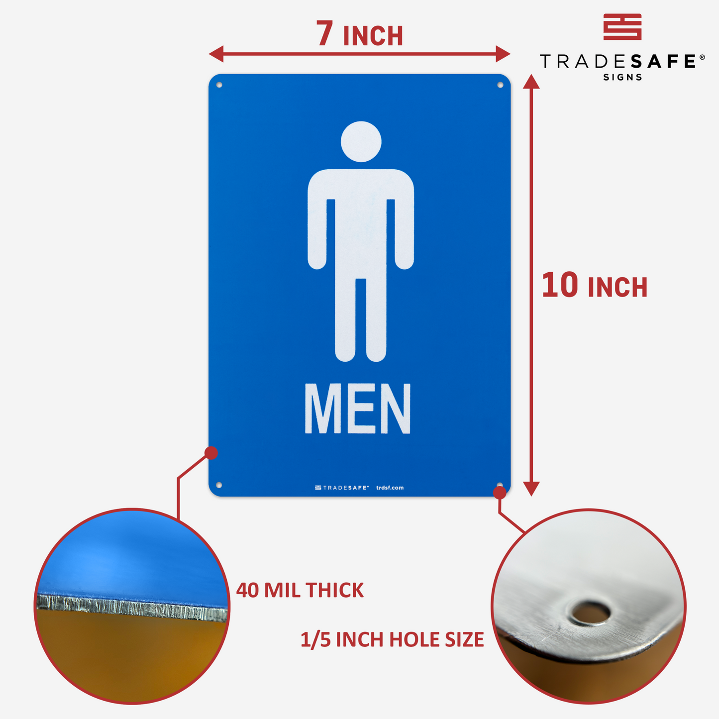 dimensions of men's restroom sign