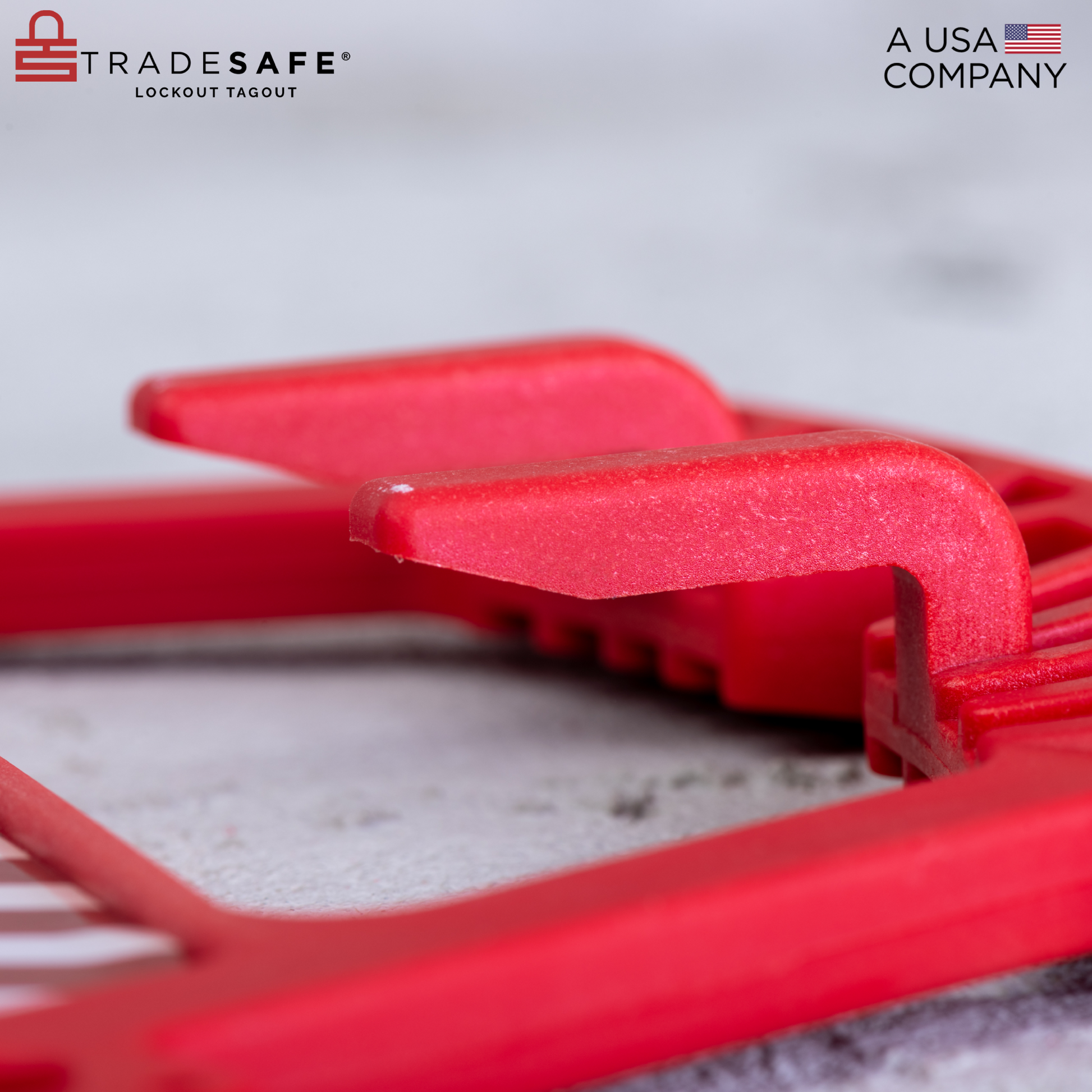 close-up view of the hooks of a red portable padlock station