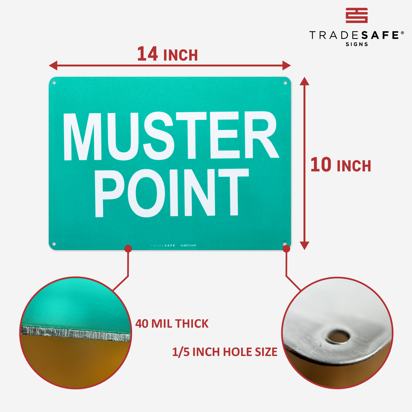 dimensions of muster point sign