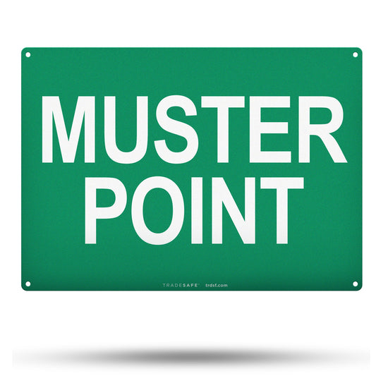 muster point sign - evacuation sign