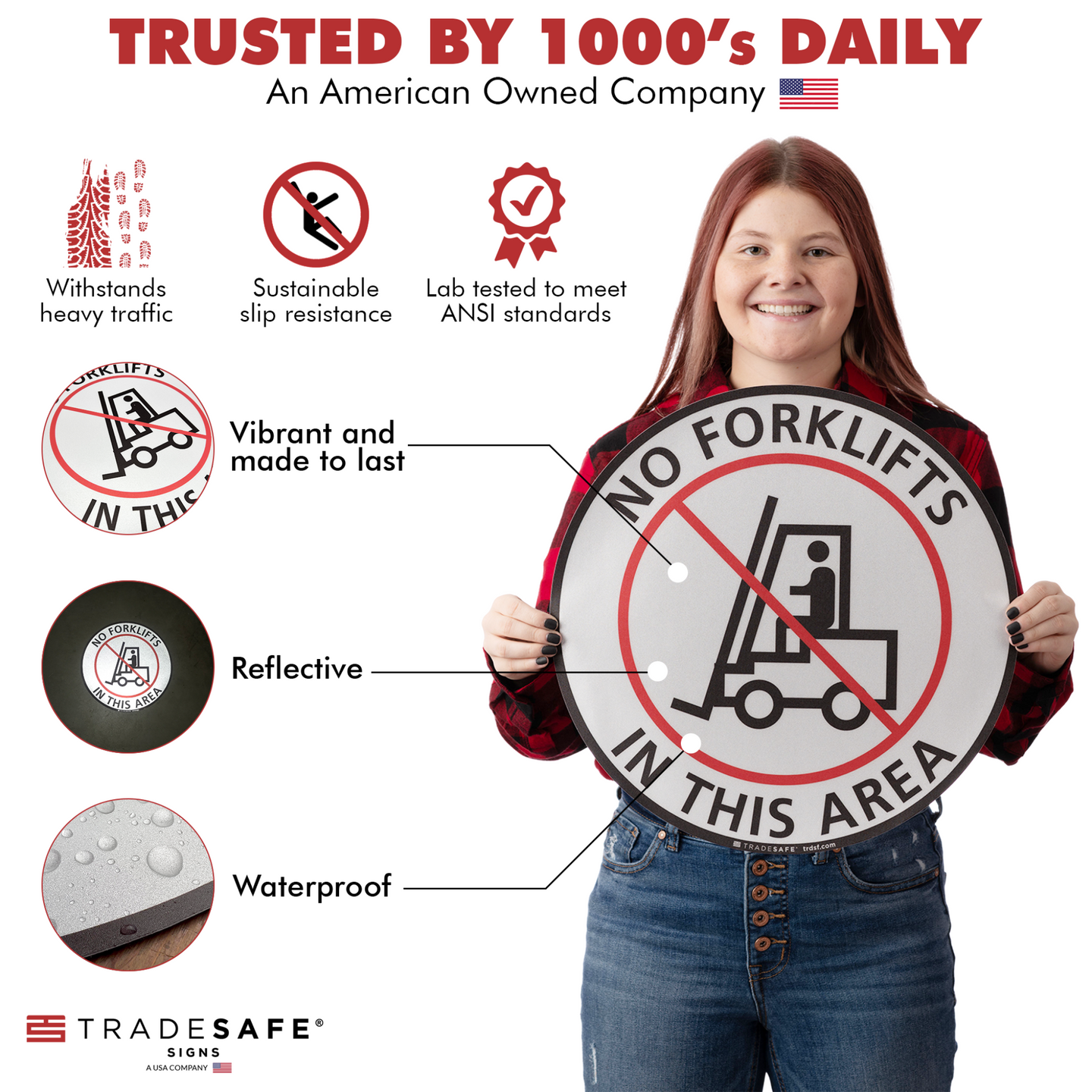 No Forklifts in This Area Sign - Anti-Slip Floor Sign – TRADESAFE
