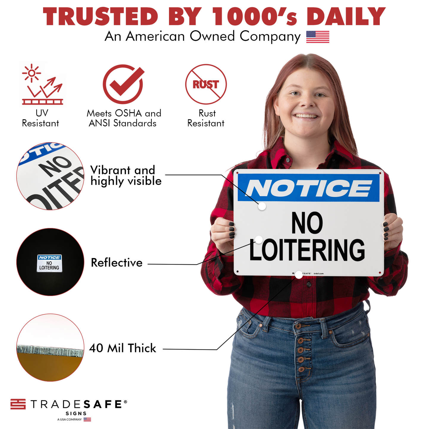 product attributes of no loitering sign