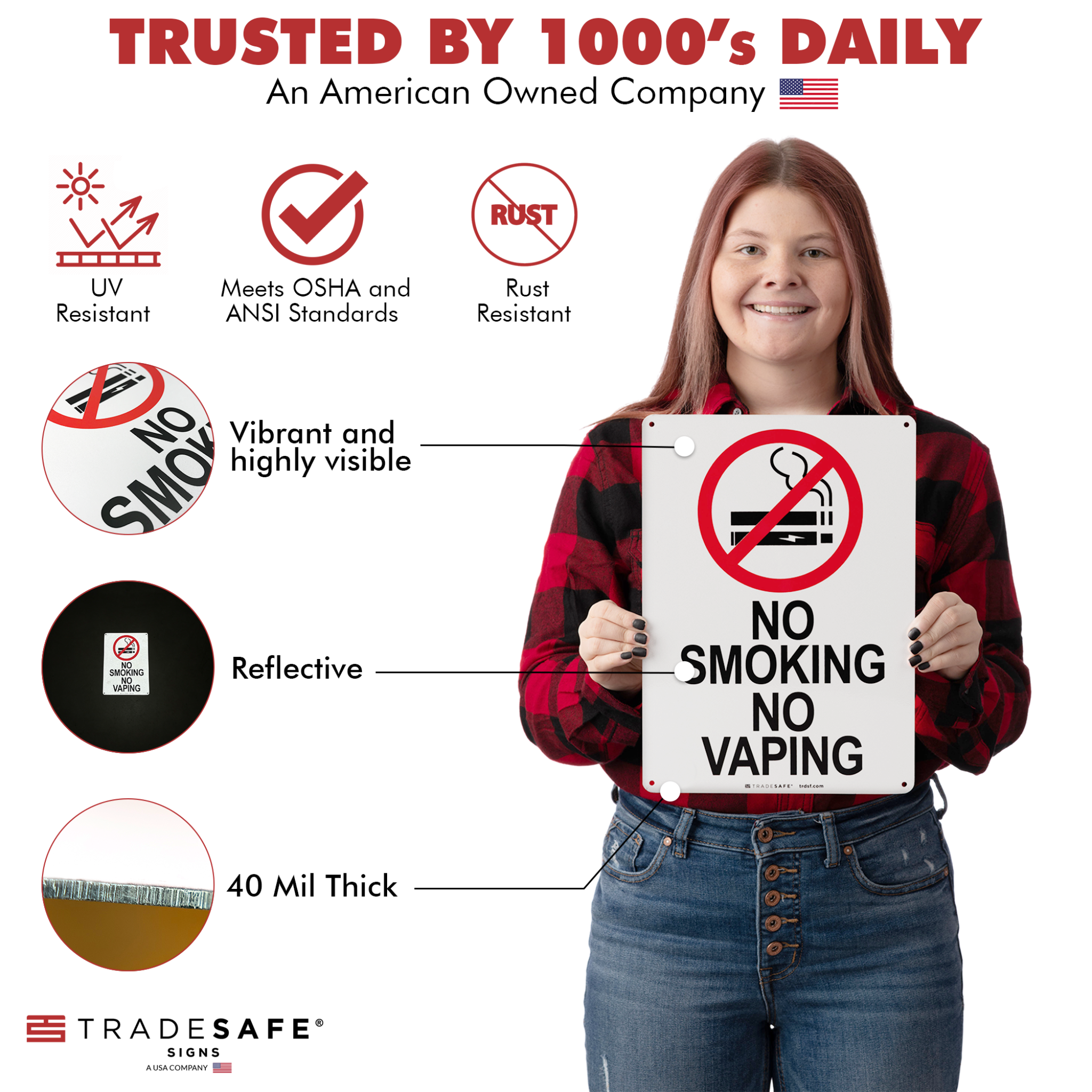 No Smoking No Vaping Signs - Aluminum Smoking Signs | TRADESAFE No Smoking No Vaping Signs - Aluminum Smoking Signs | TRADESAFE