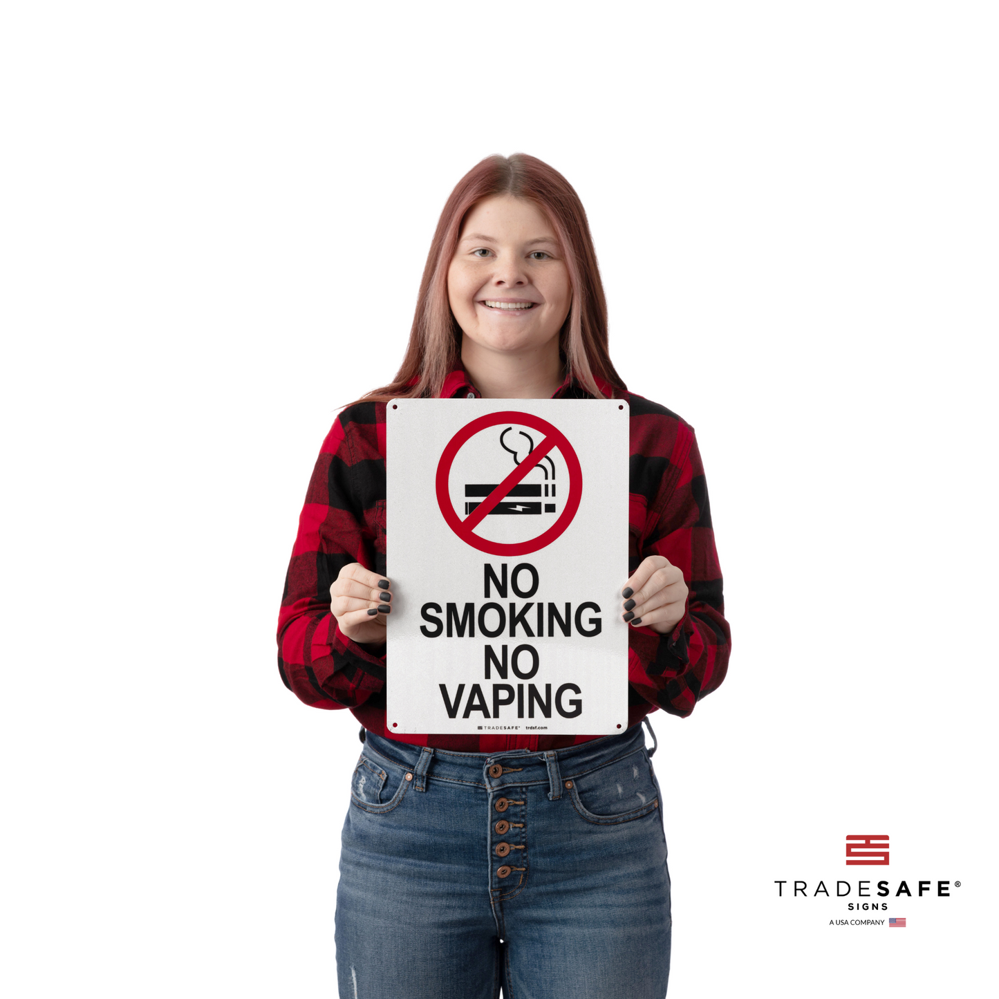 a person holding the no smoking no vaping sign