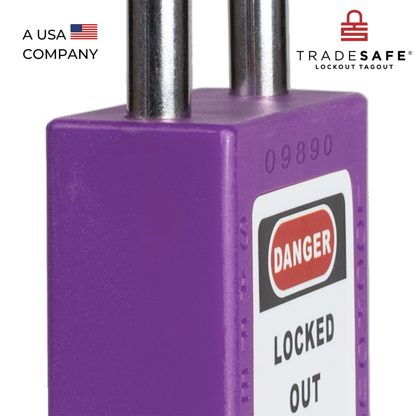 close-up slanted view of a purple loto padlock's body with a five-digit code