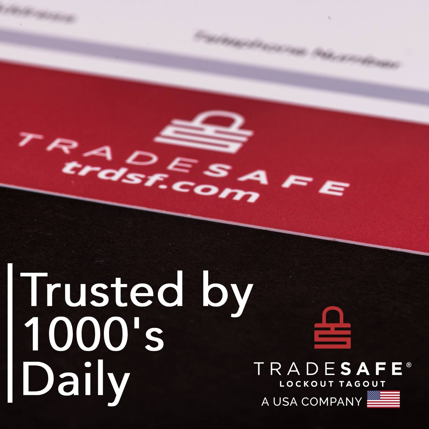 tradesafe osha ghs hazcom poster brand image with text; trusted by 1000s daily