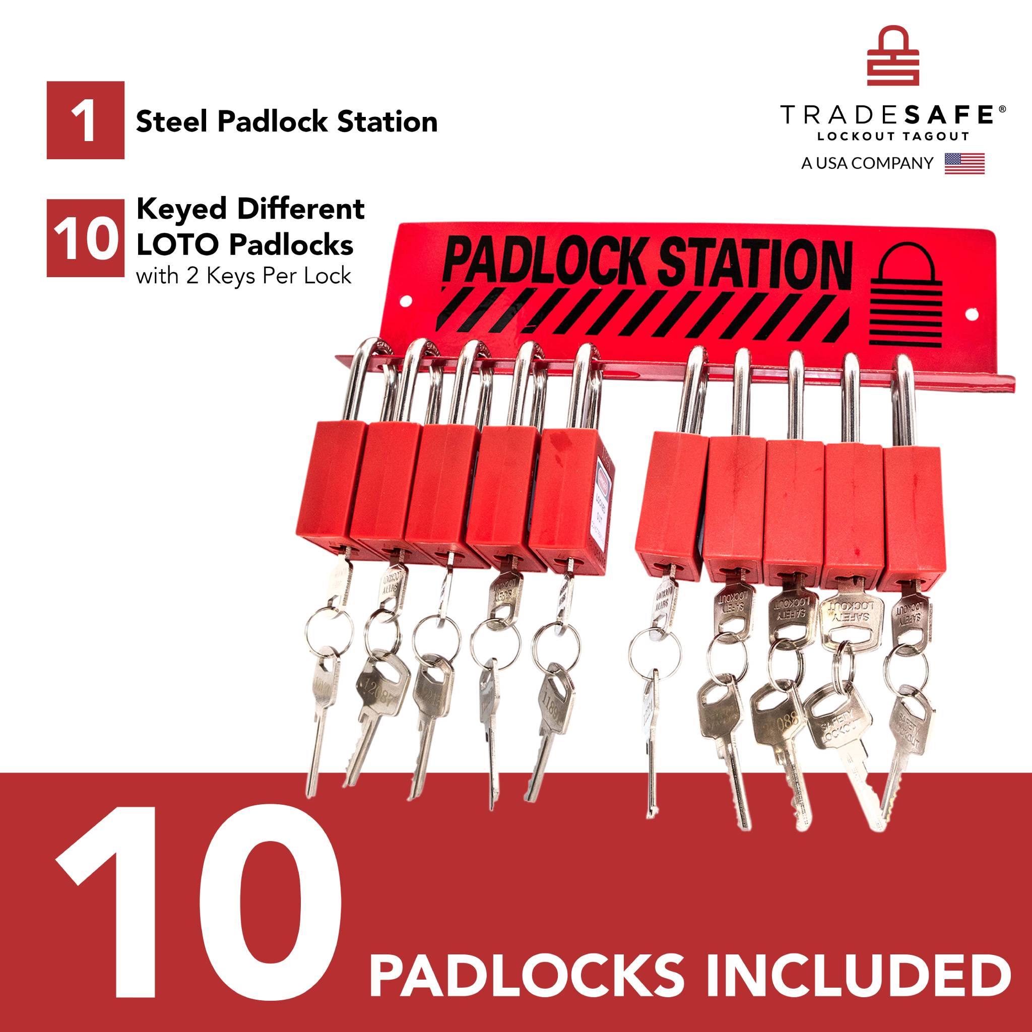 Padlock Station - 10 Lockout Locks Included | TRADESAFE