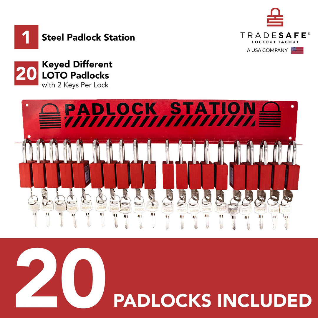 Industrial Padlock Rack Lockouts LOTO locks Included TRADESAFE