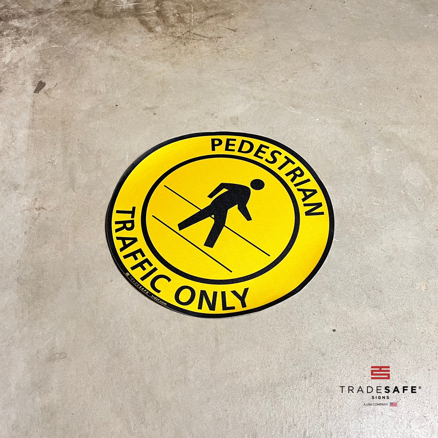 "pedestrian traffic only" sign vinyl sticker on floor