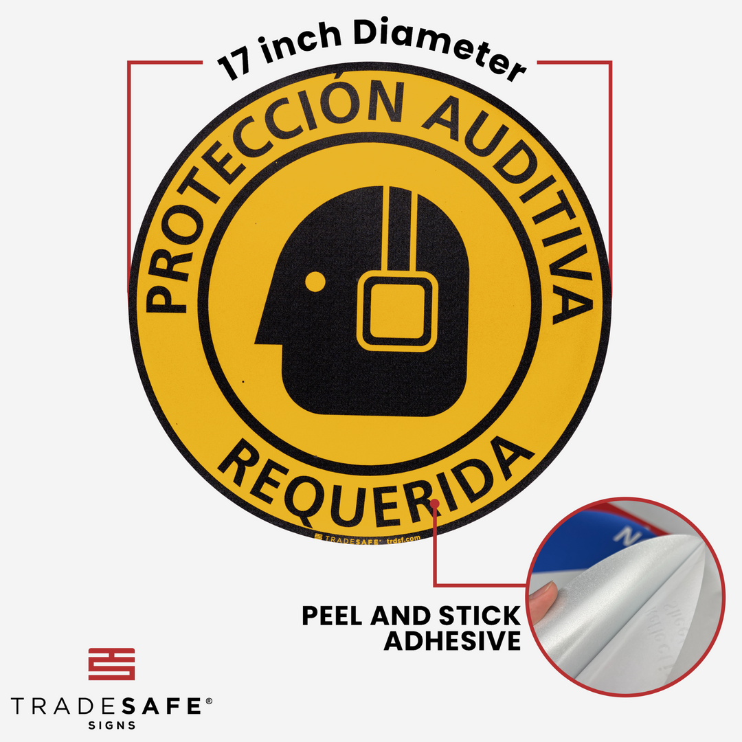 Spanish Hearing Protection Required Signs - Anti-Slip Floor Sticker ...