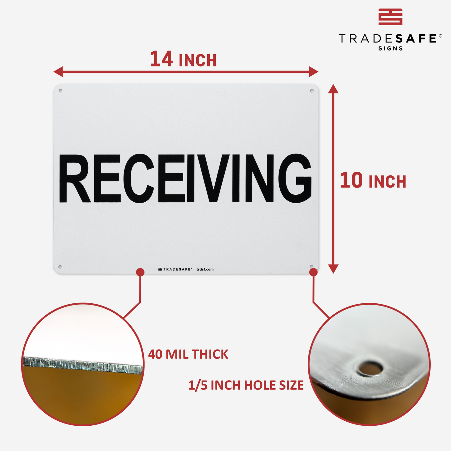 dimensions of receiving sign