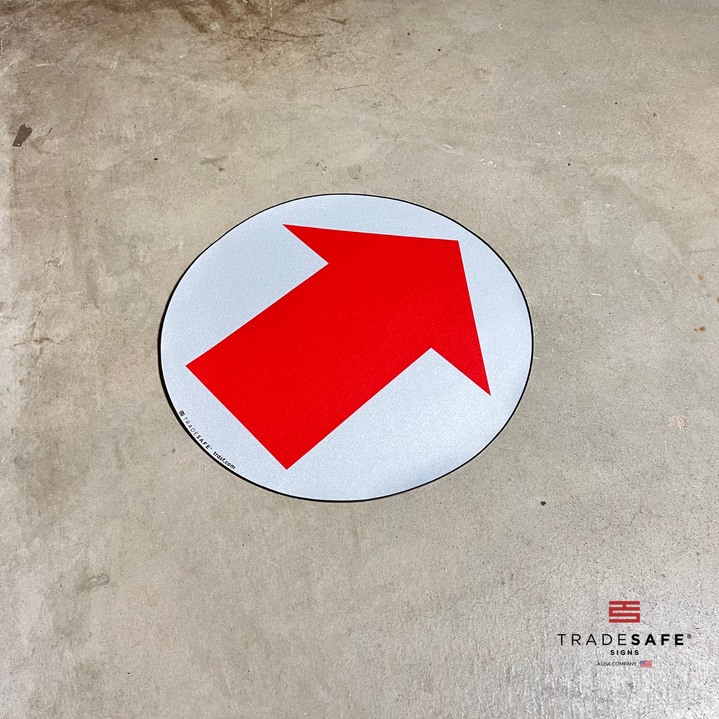 red arrow up sign on floor
