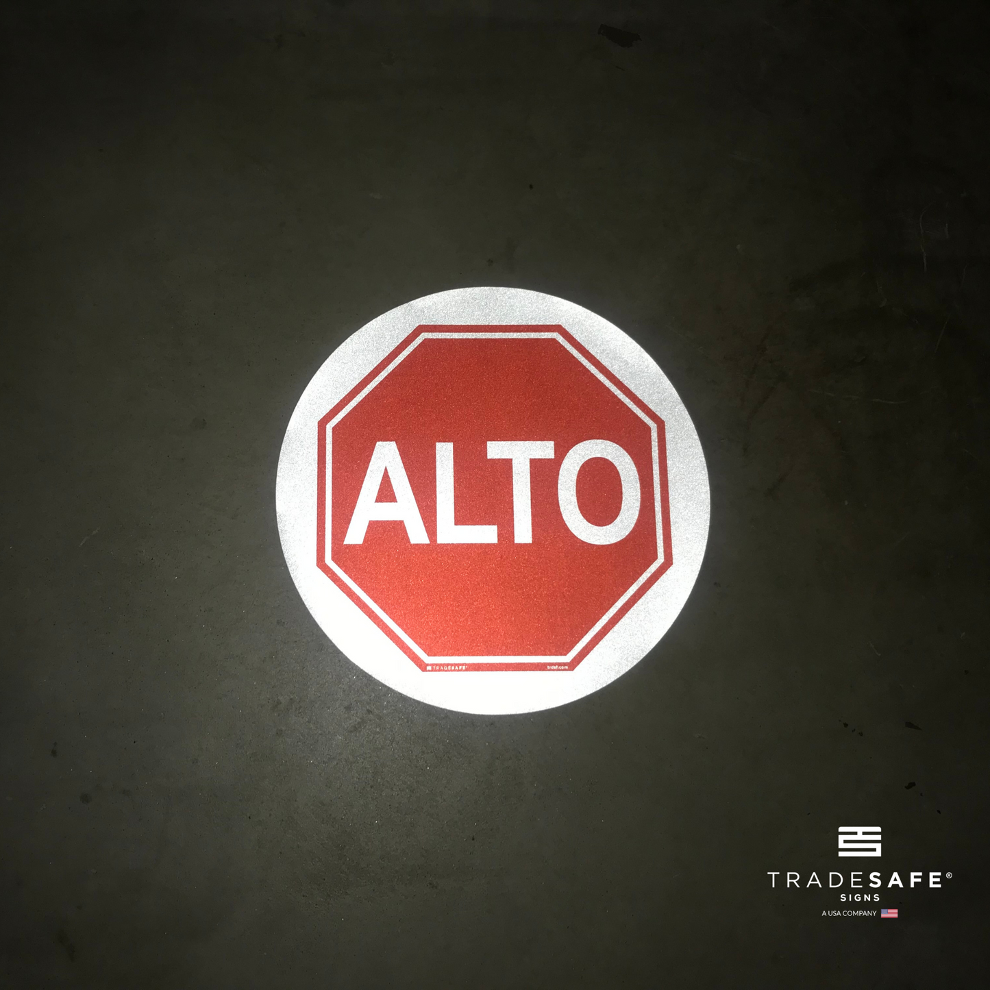 reflective attribute of alto sign on black background