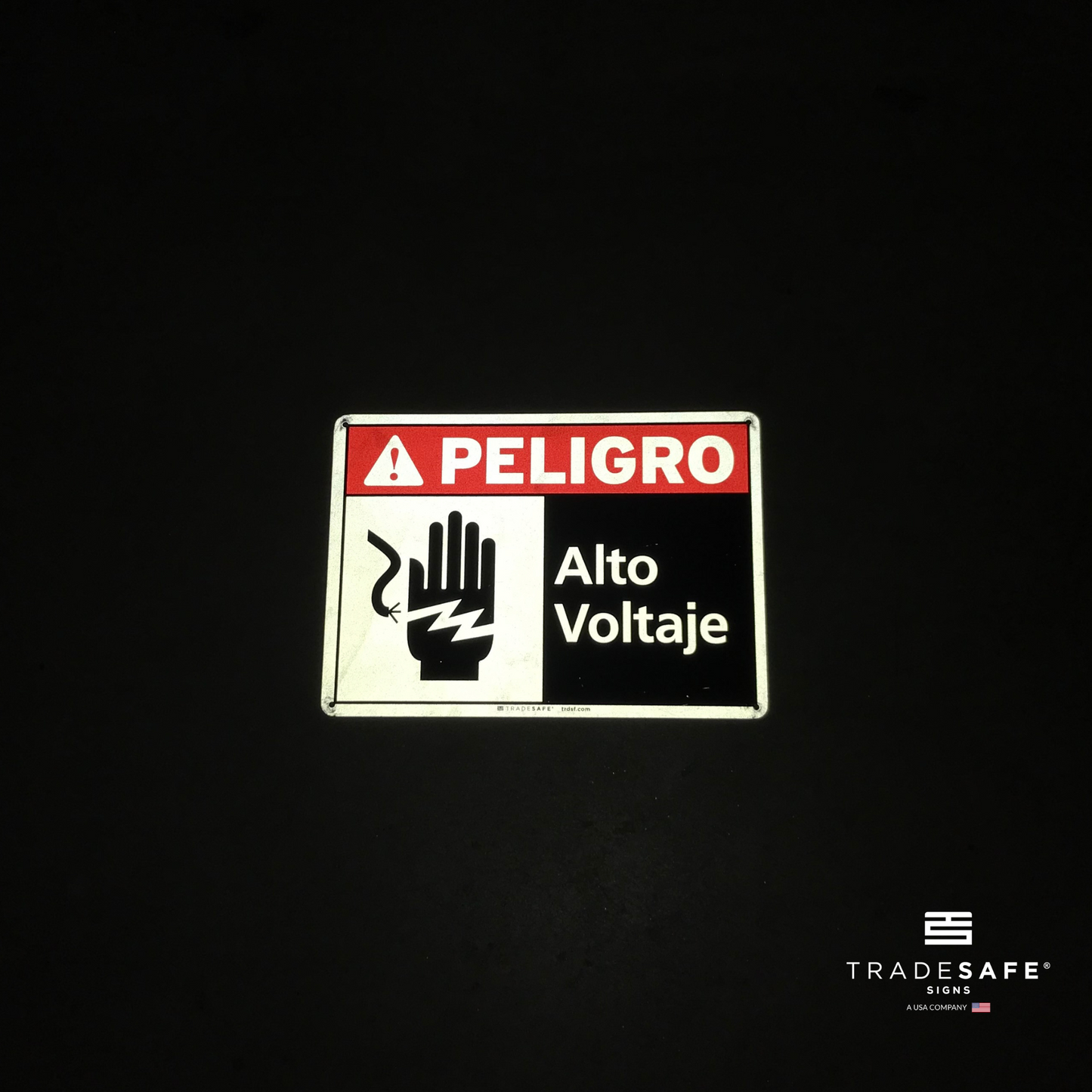 reflective attribute of danger sign on black background