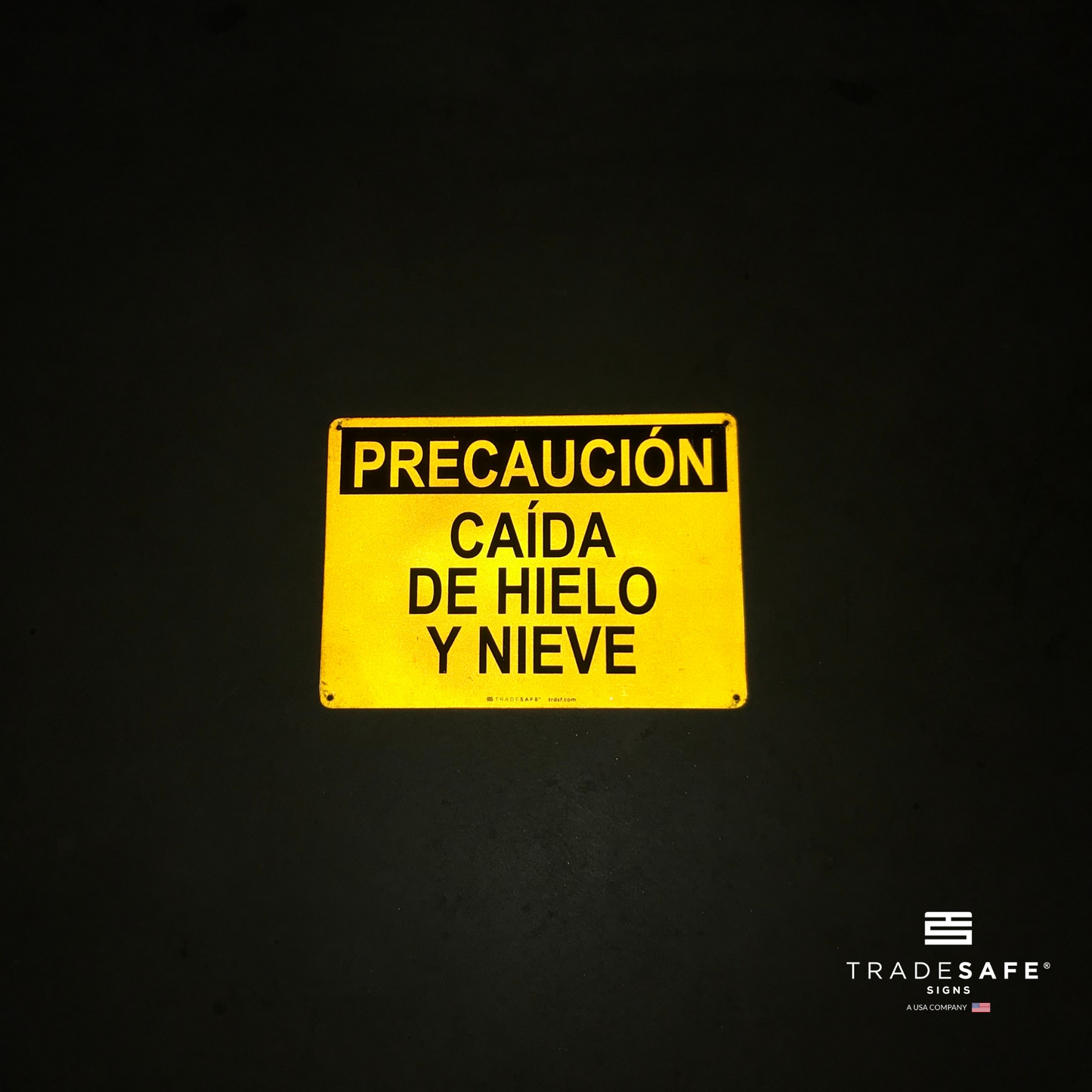 reflective attribute of caution sign on black background