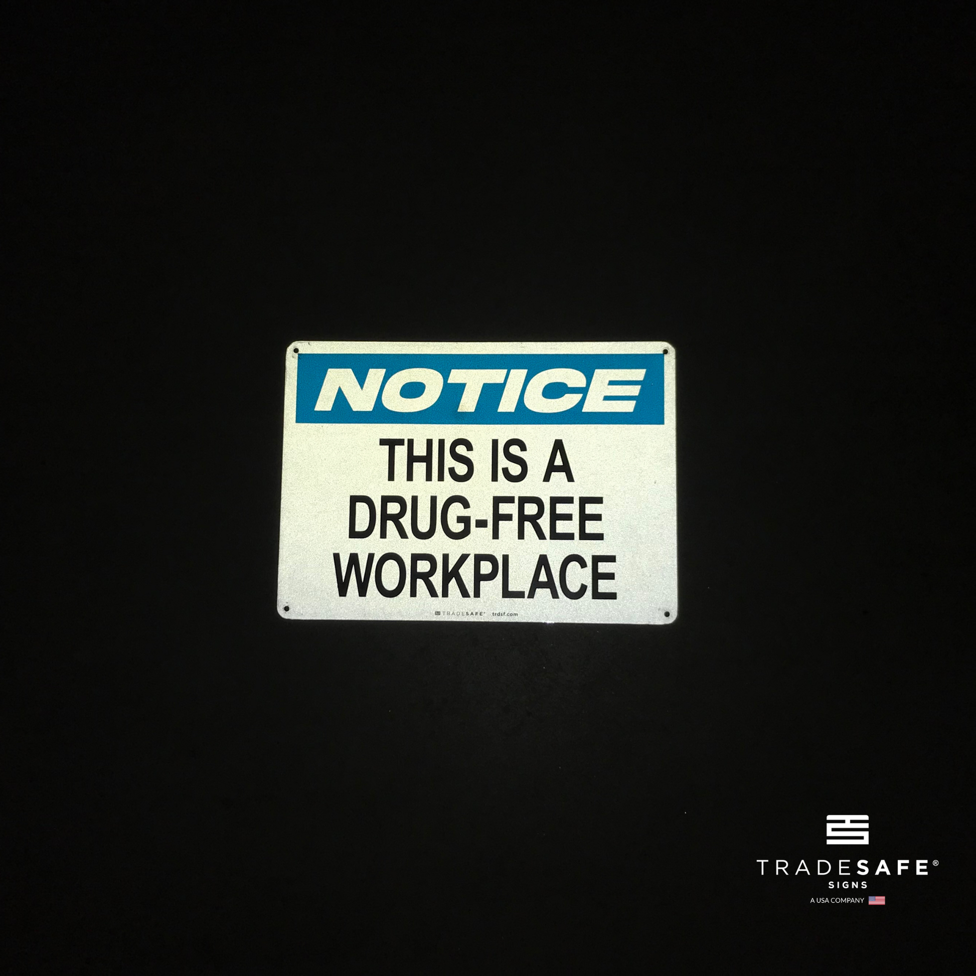 reflective attribute of facility sign on black background