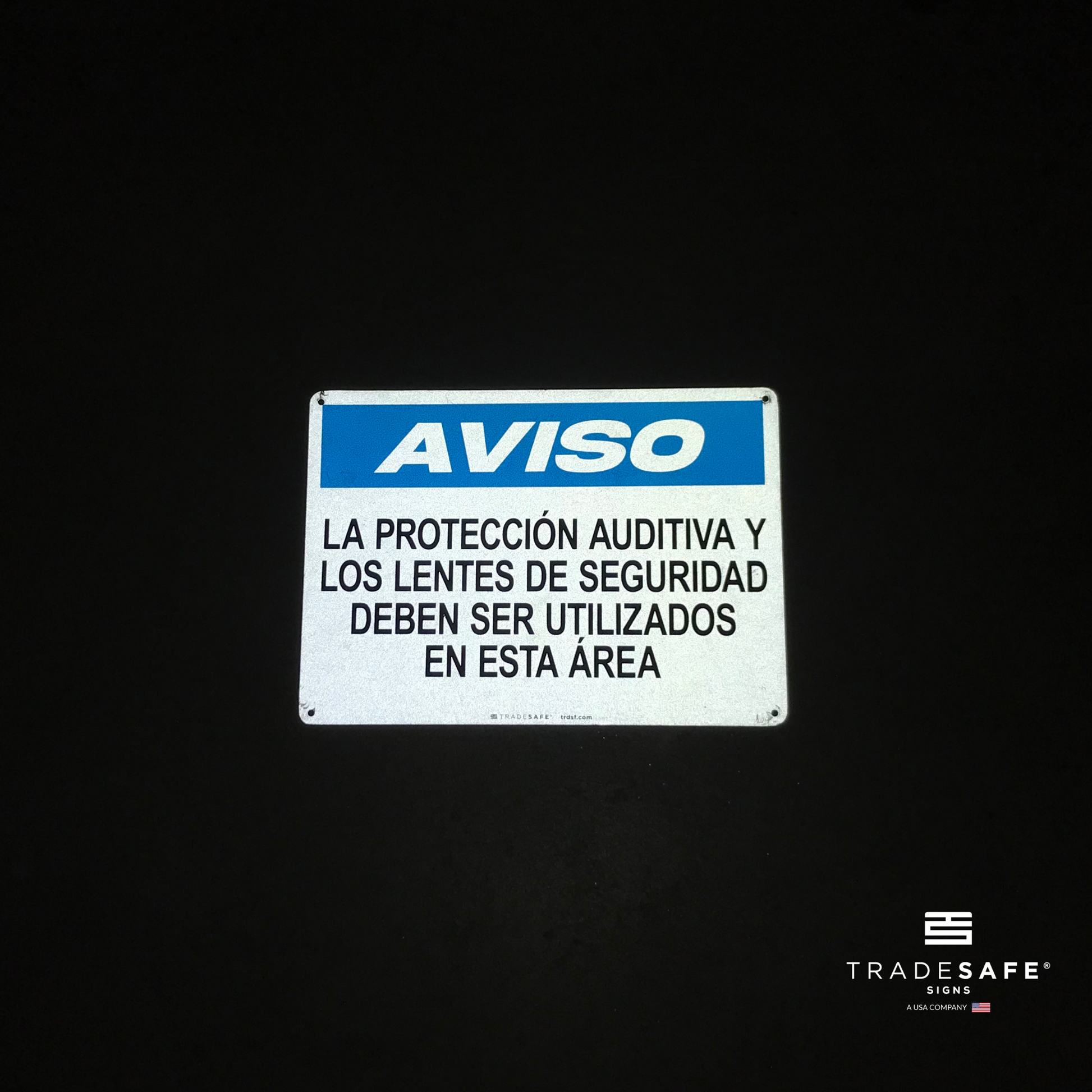 reflective attribute of notice sign on black background