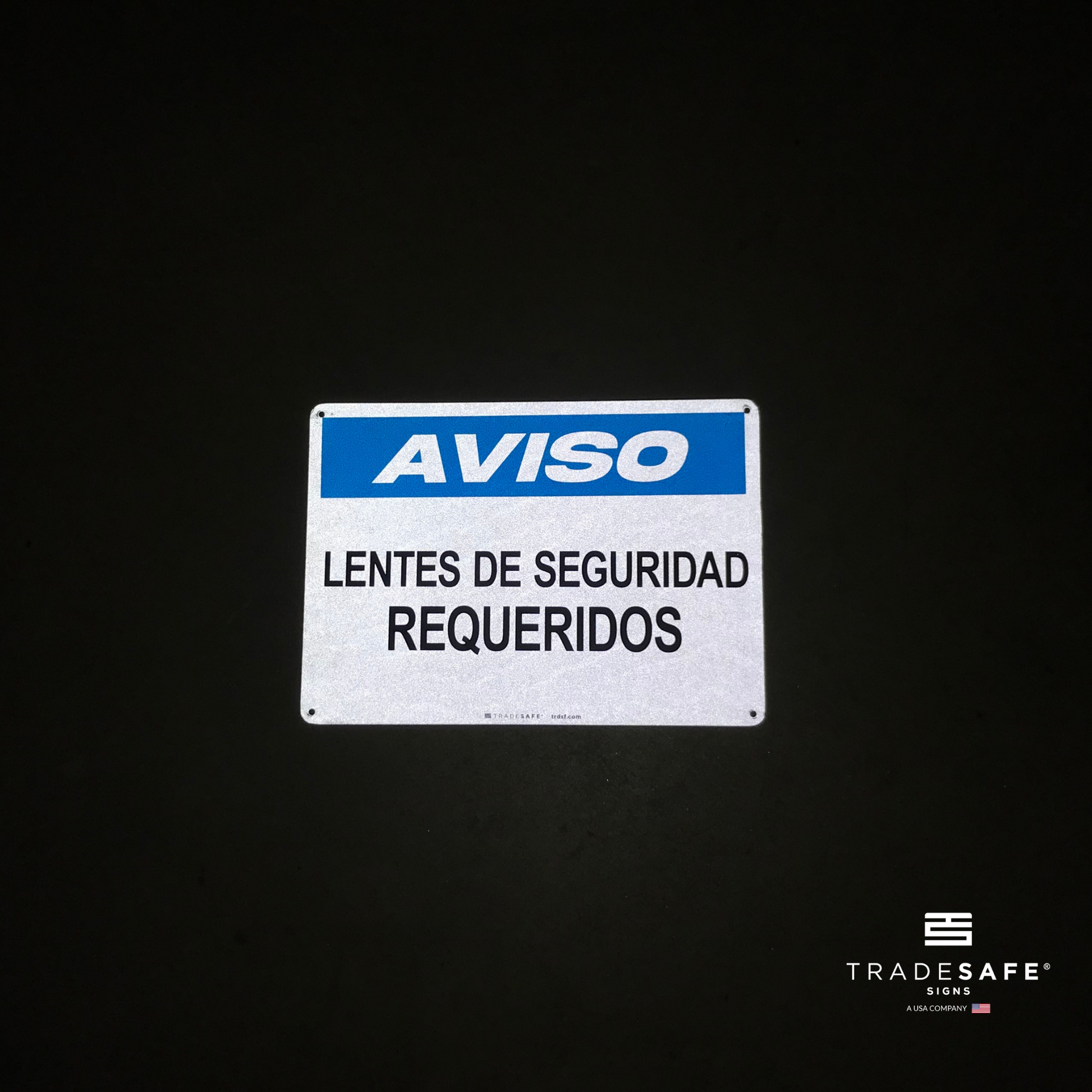 reflective attribute of notice sign on black background