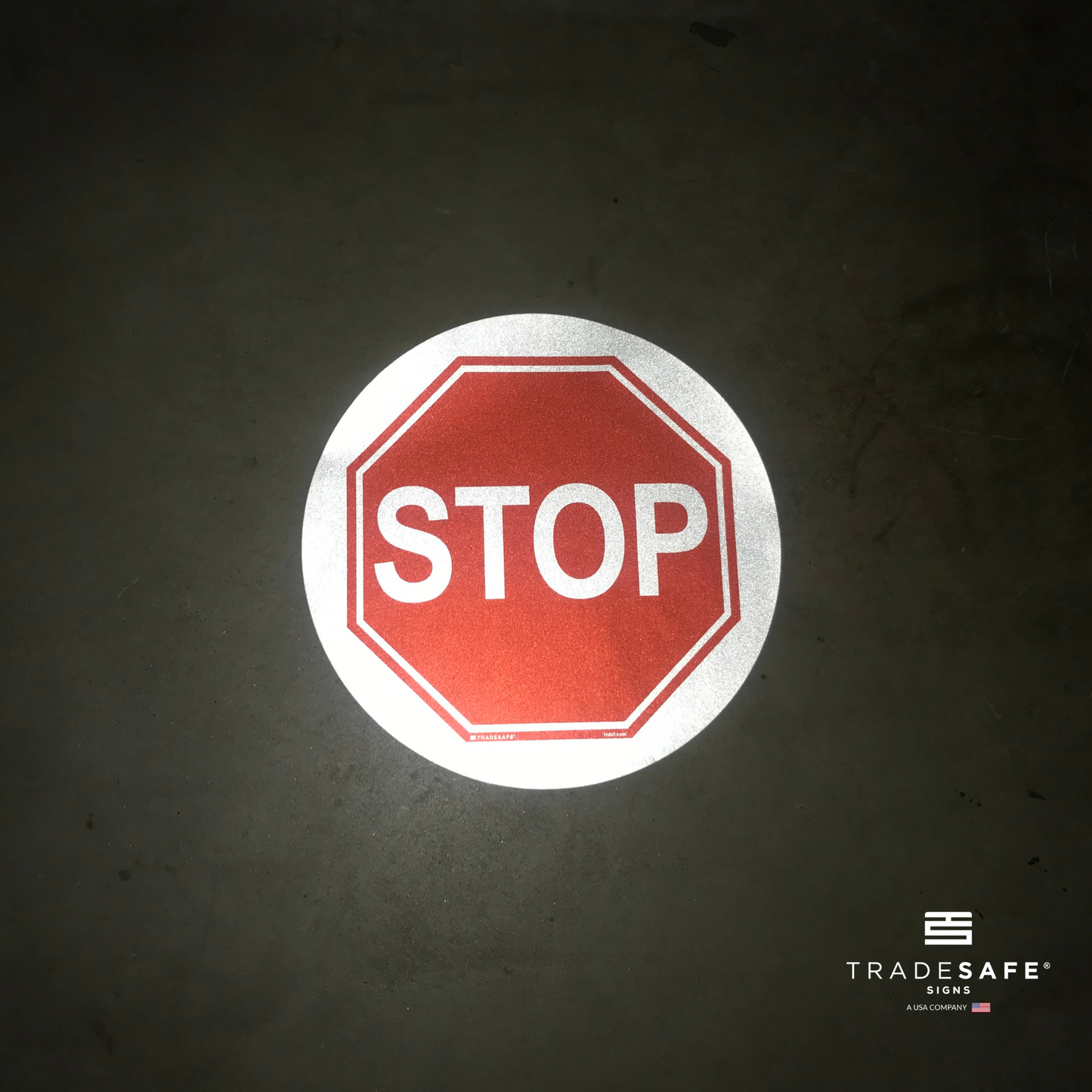 reflective attribute of stop sign on black background
