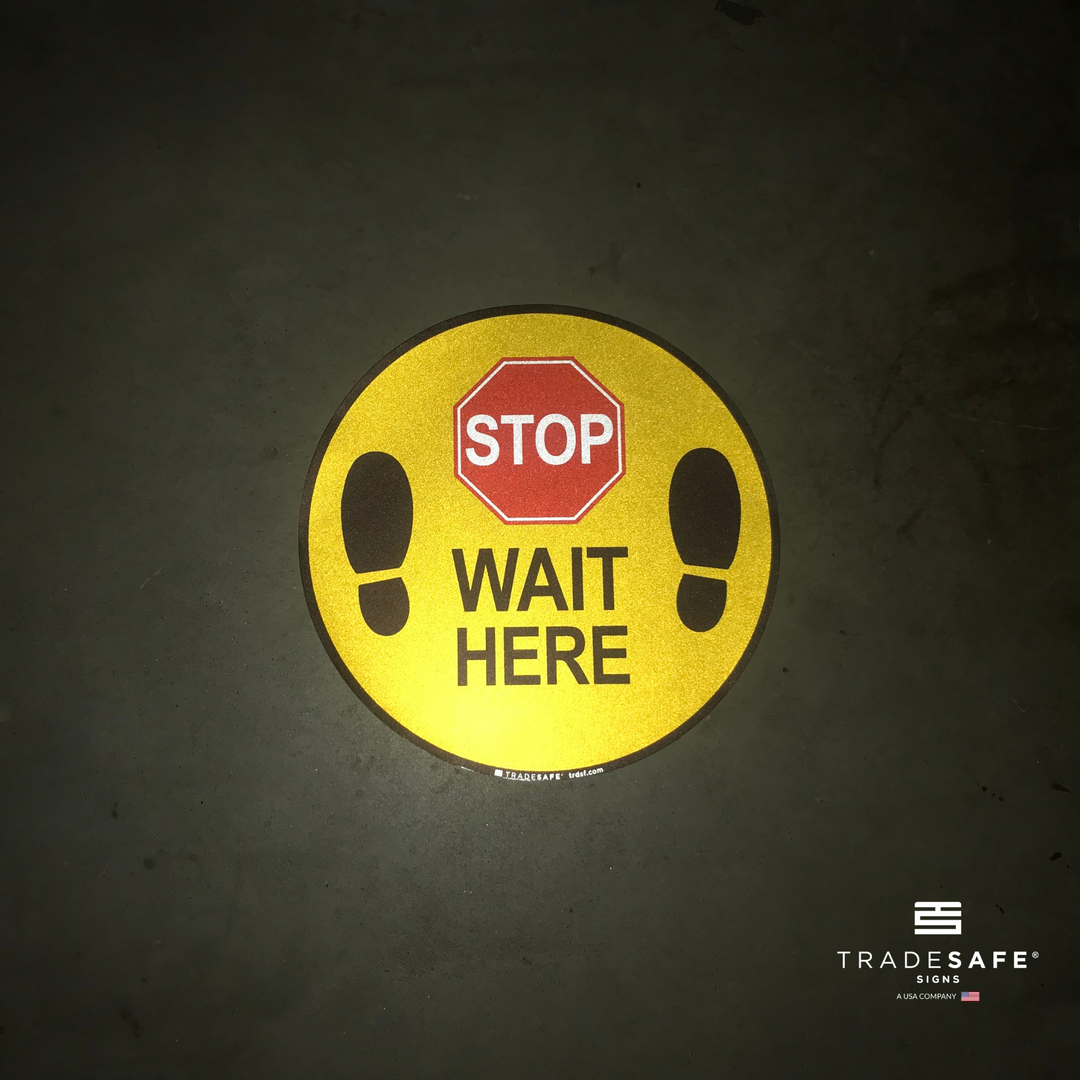 Stop Wait Here Sign - Anti-Slip Floor Sign | TRADESAFE