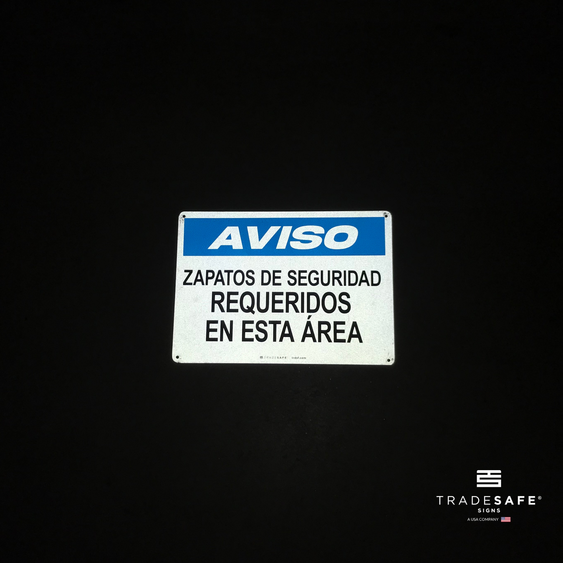 reflective attribute of notice sign on black background