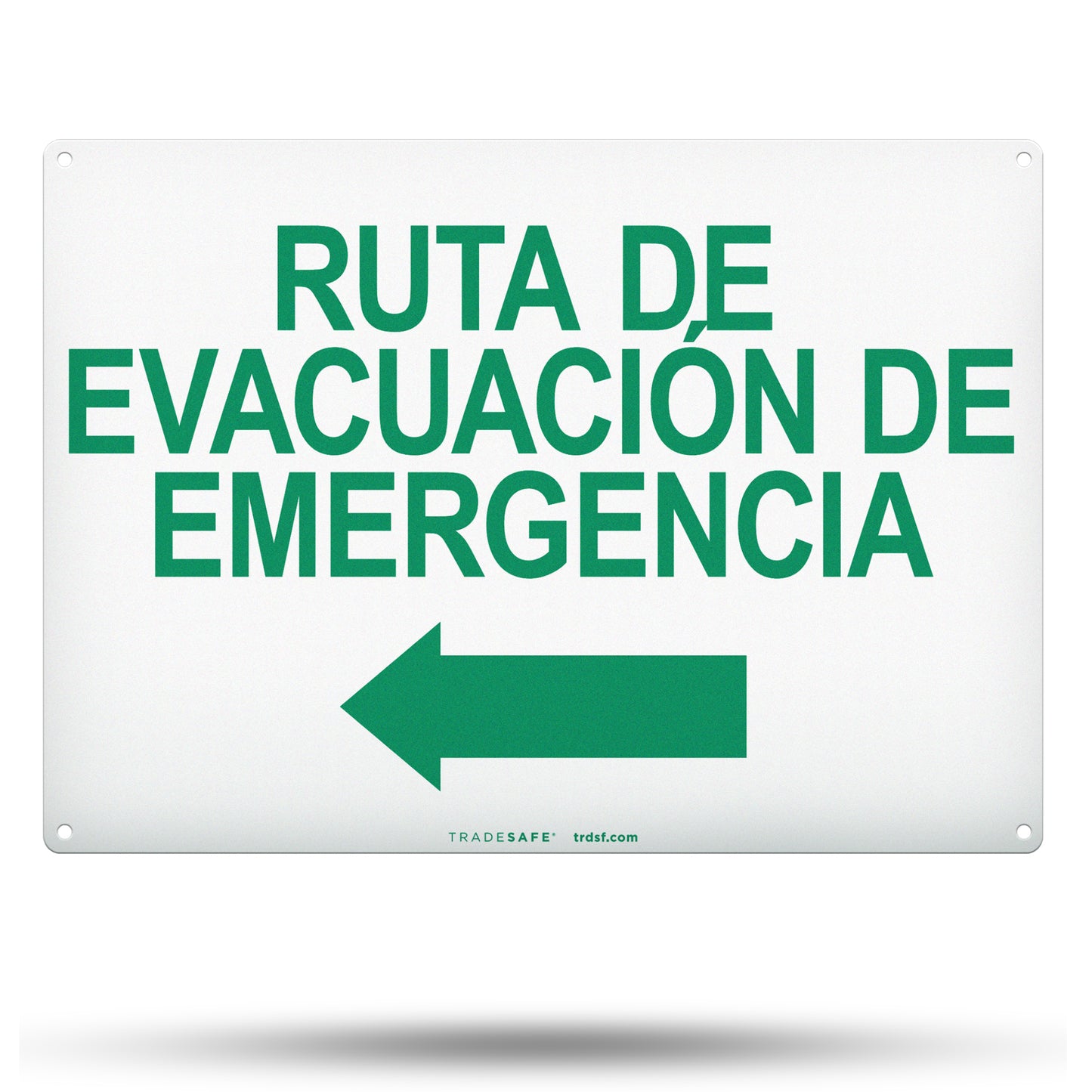 ruta de evacuación de emergencia sign with left arrow