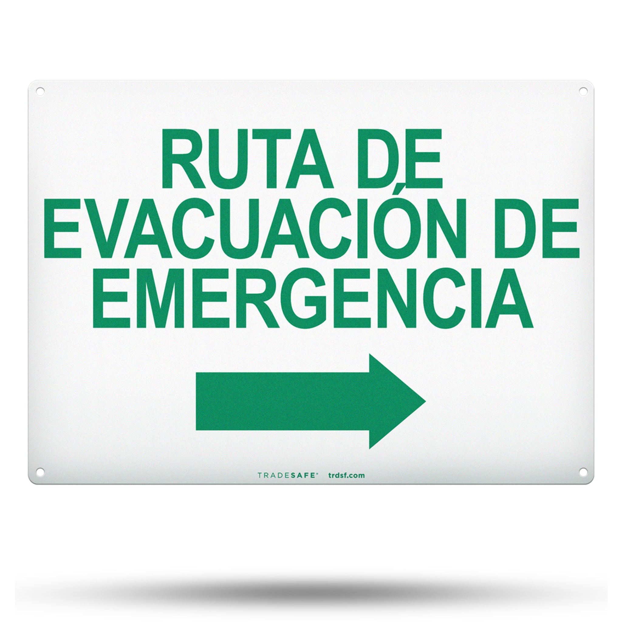 Ruta De Evacuación De Emergencia (Right Arrow) - Aluminum Evacuation Signs | TRADESAFE