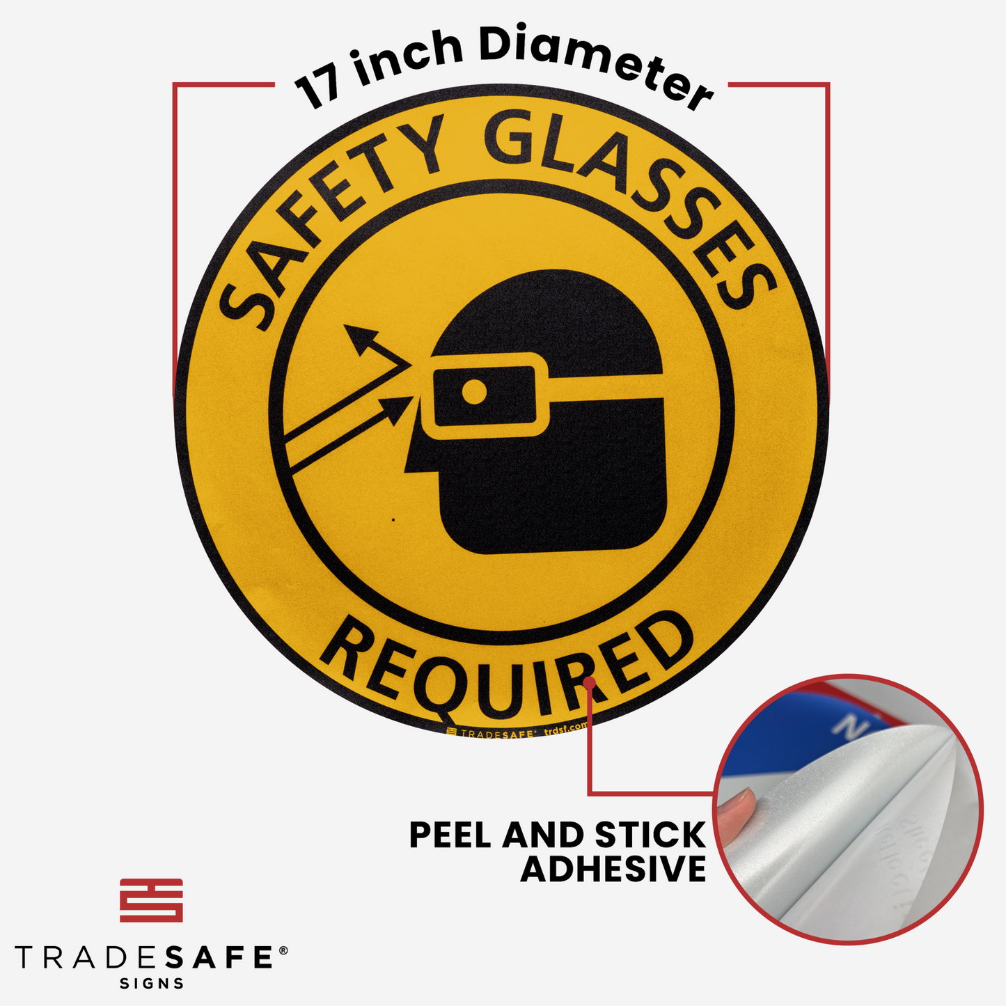 dimensions of safety glasses required sign 
