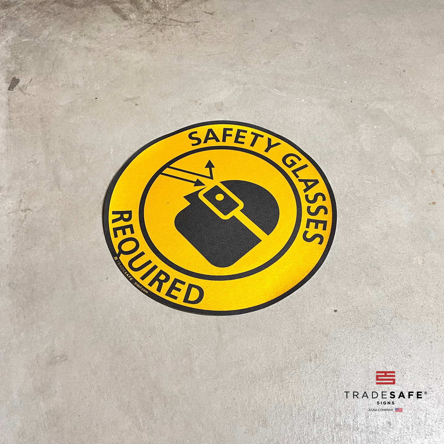 safety glasses required sign vinyl sticker on floor