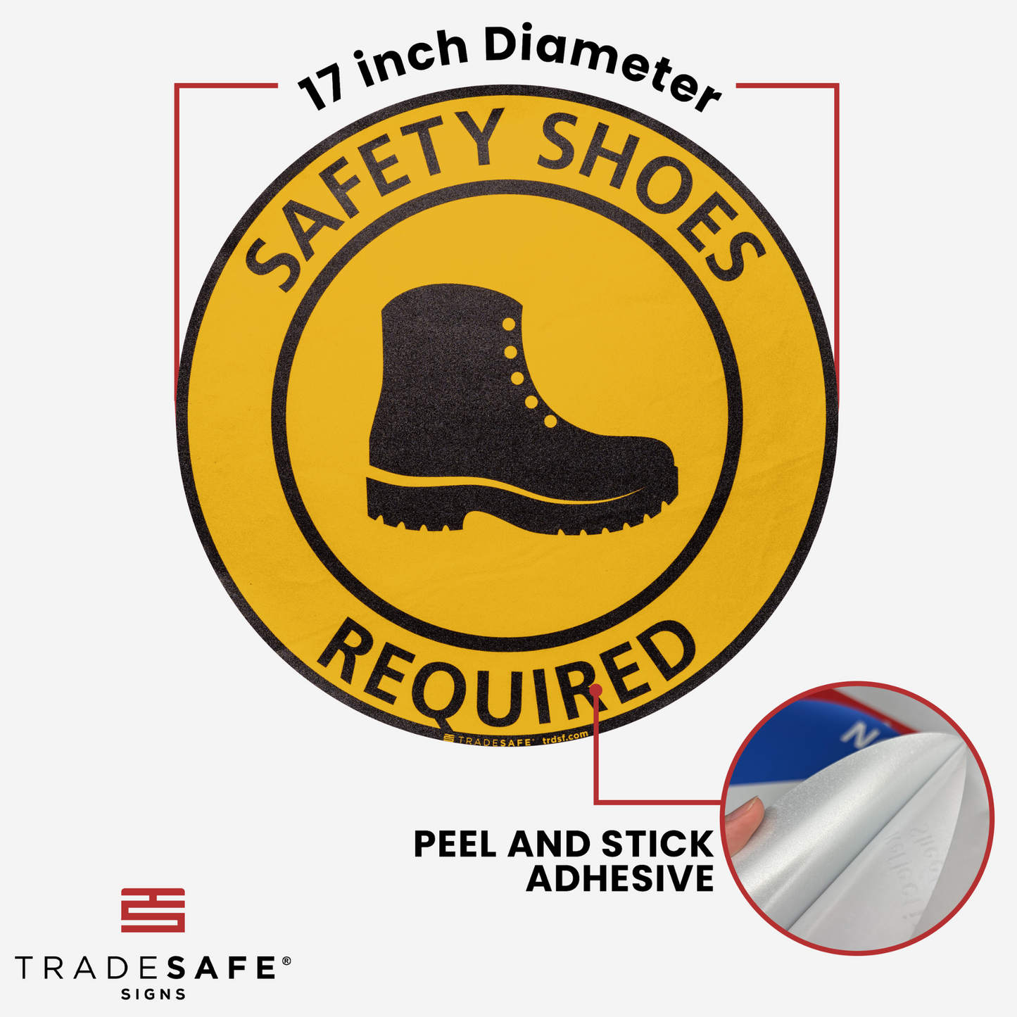 dimensions of "safety shoes required" sign