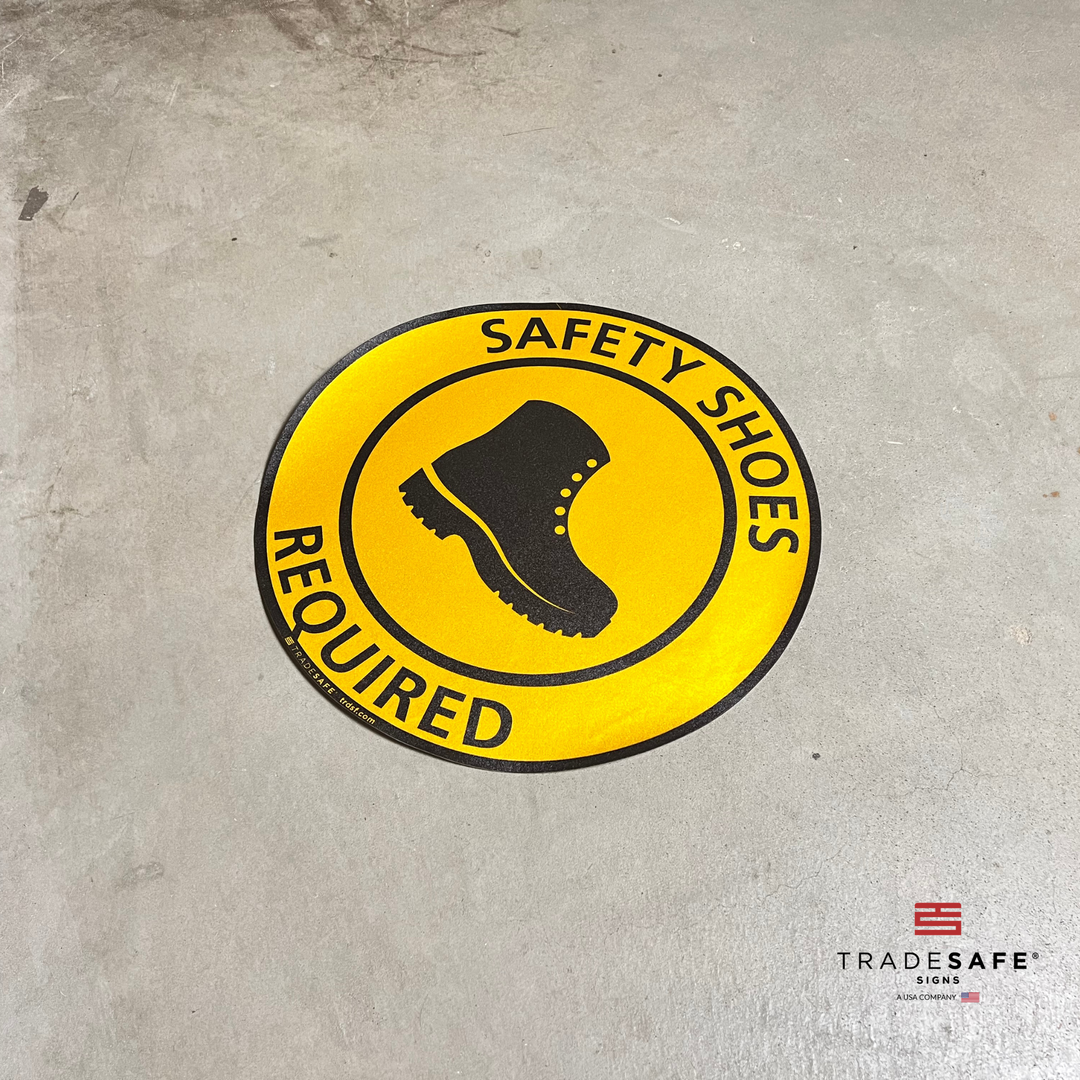Shoe Protection Sign Safety Shoes Signs - Anti-Slip Floor Sticker | TRADESAFE