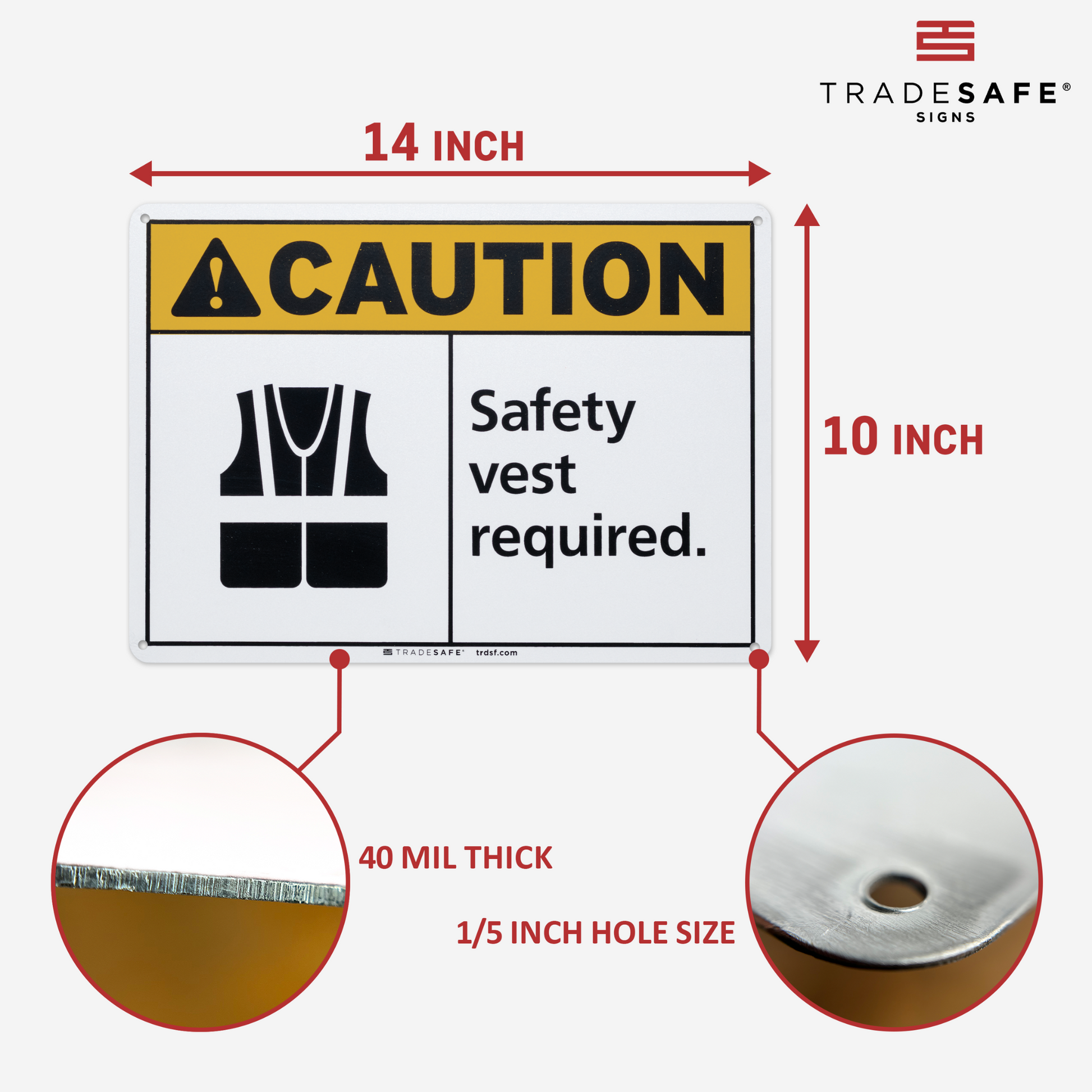 dimensions of safety vest required sign