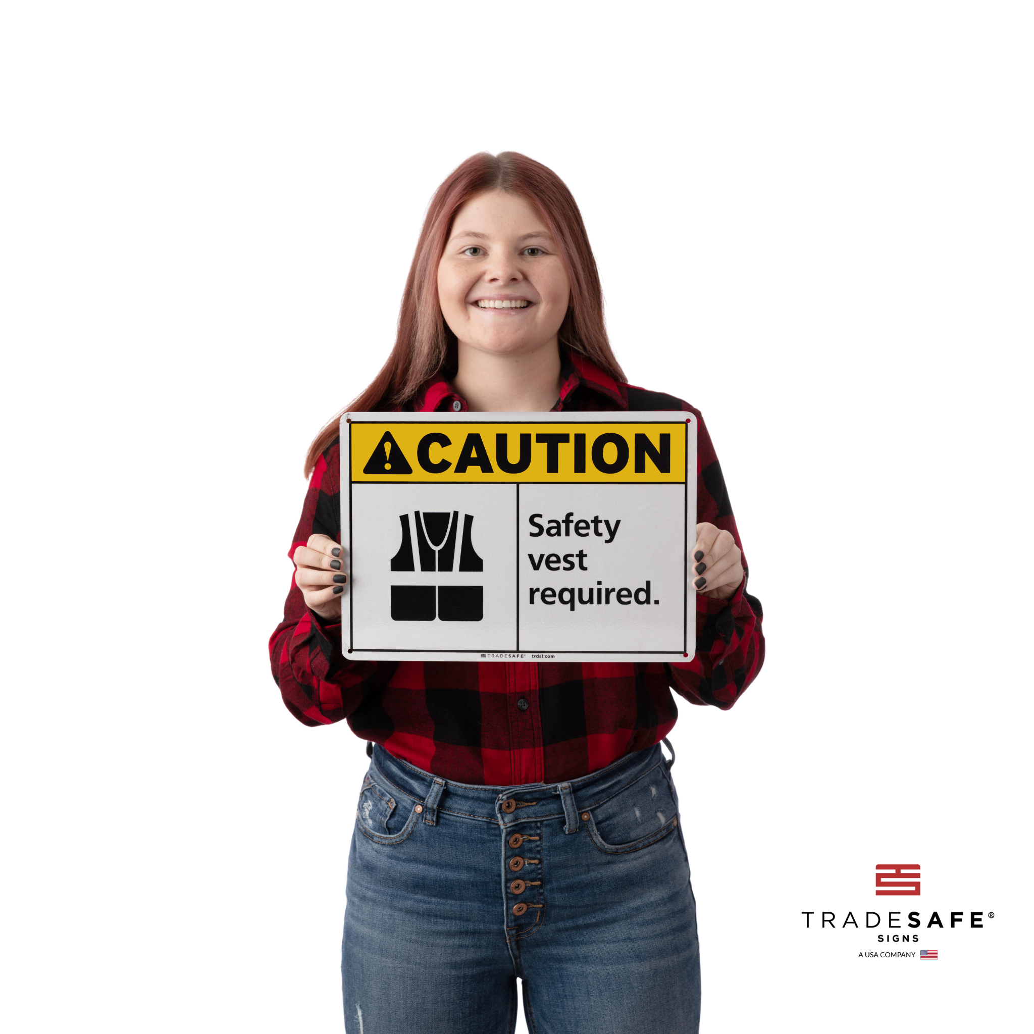 SmartSign"Caution - Hard Hat And Safety Vest Required" Sign | 7" X 10