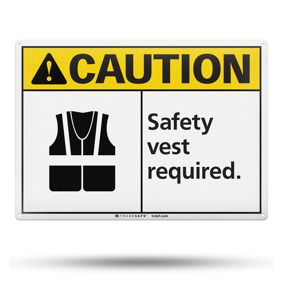 Safety Vest Required Sign - Aluminum PPE Signs | TRADESAFE