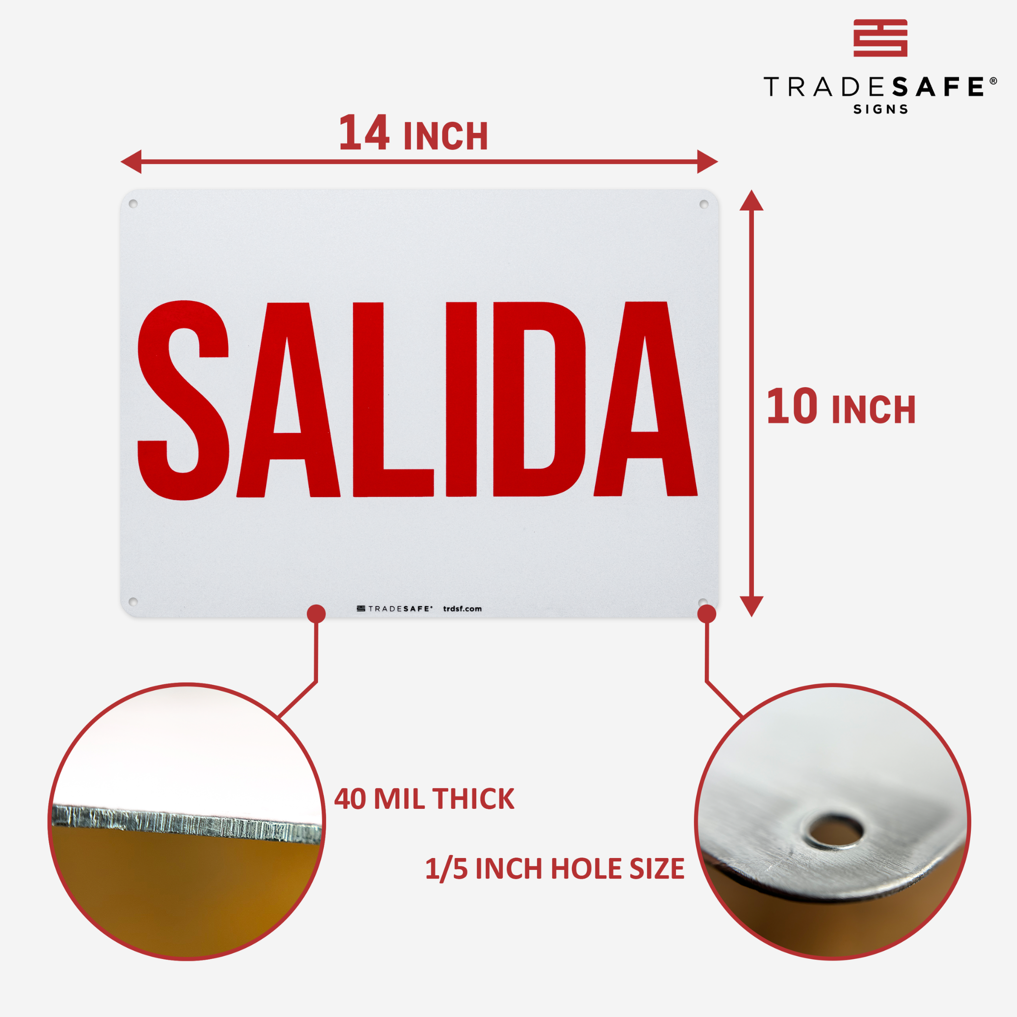 Exit Sign - Salida - Aluminum Exit Sign | TRADESAFE