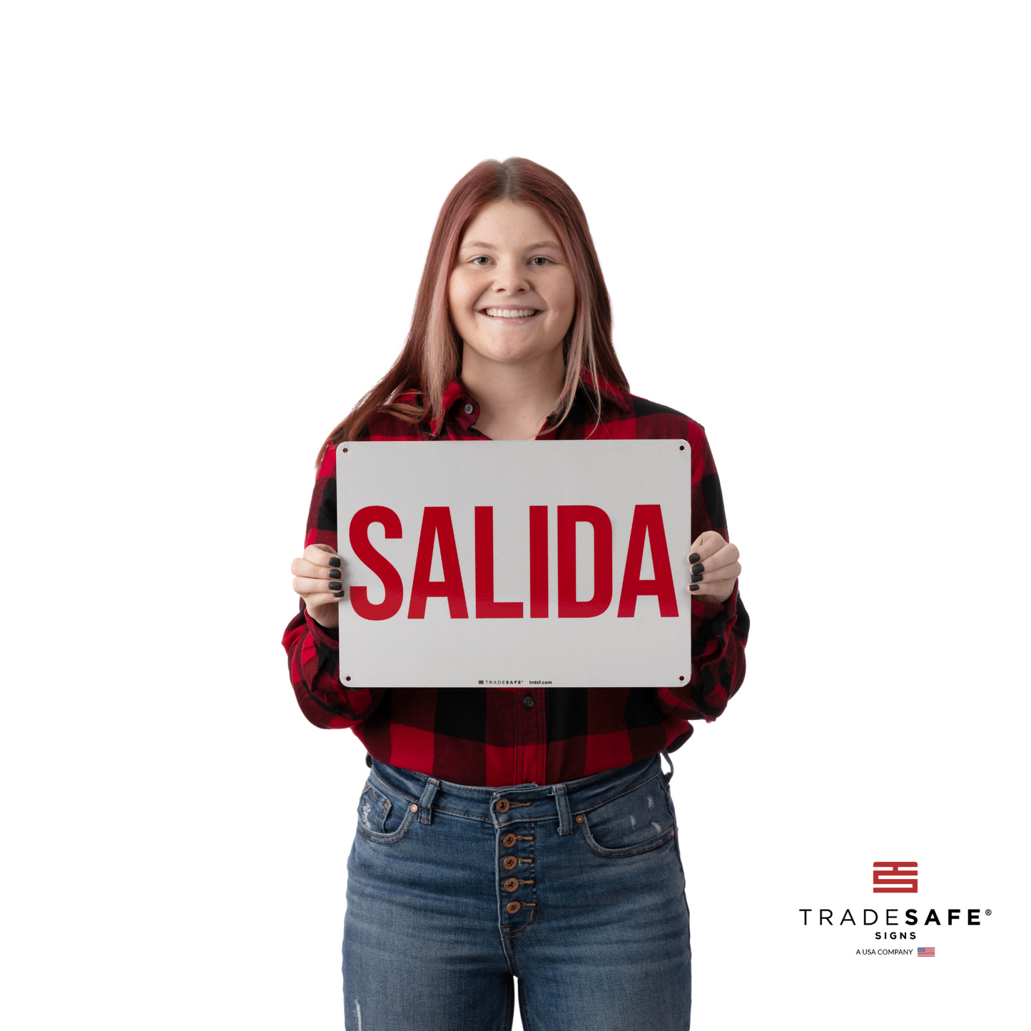 a person holding the salida sign