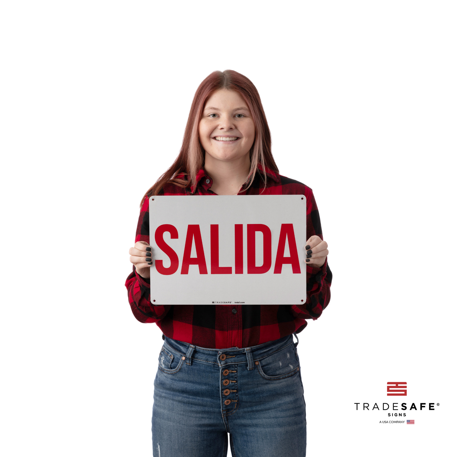 a person holding the salida sign