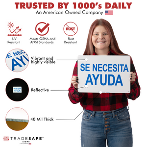 product attributes of se necesita ayuda sign