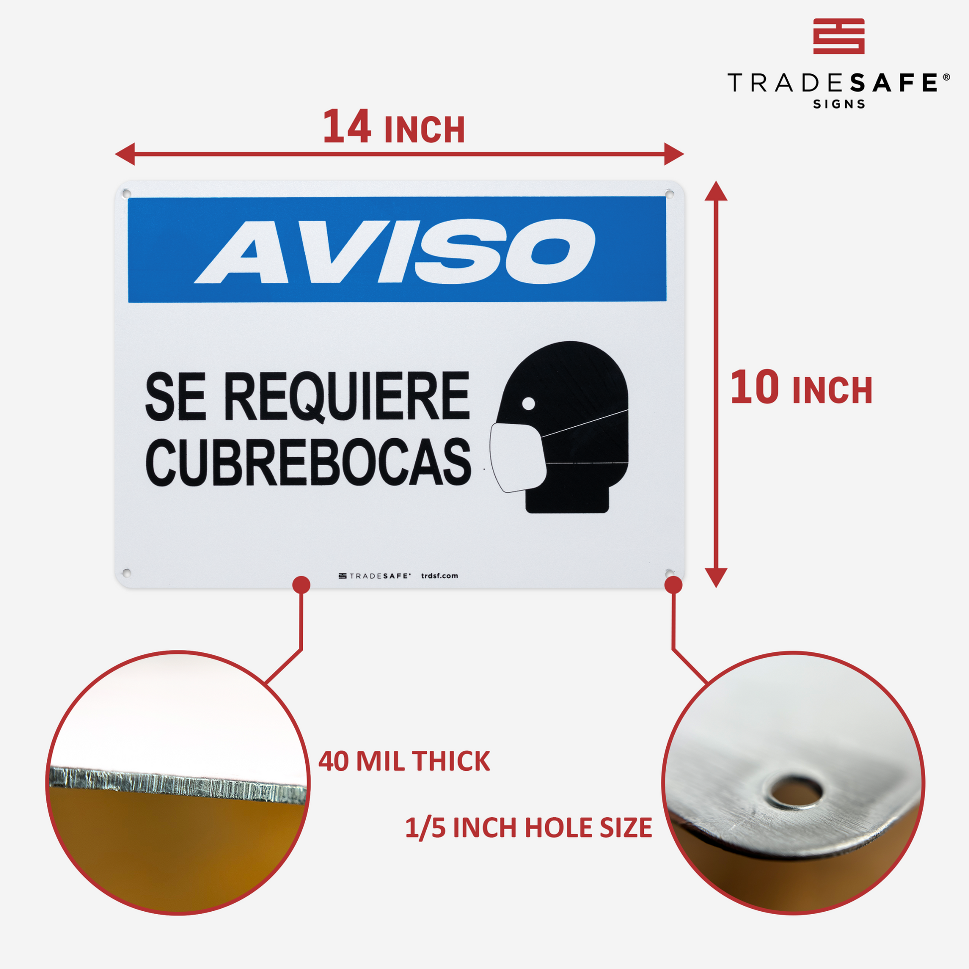 dimensions of se requiere cubrebocas sign