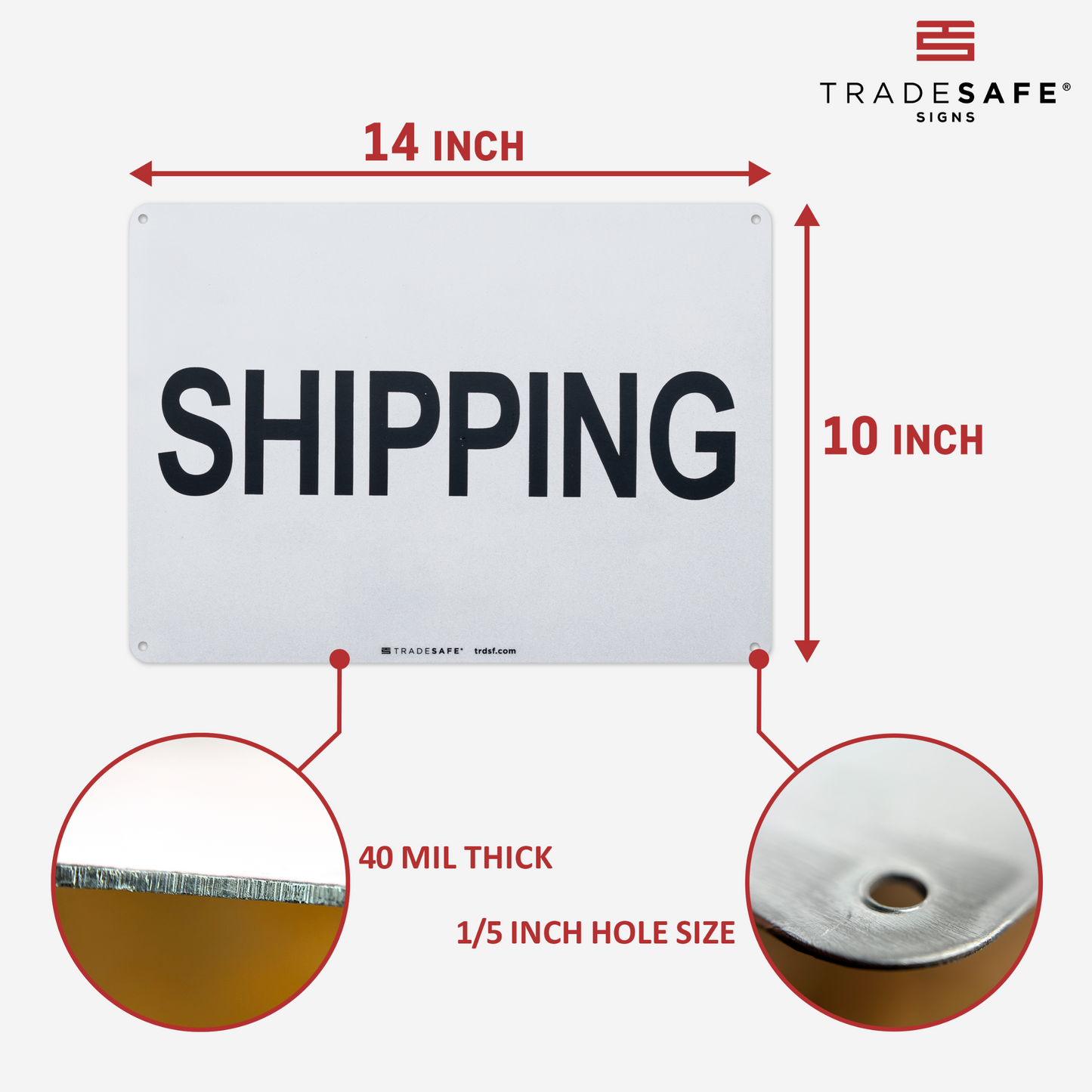 dimensions of shipping sign