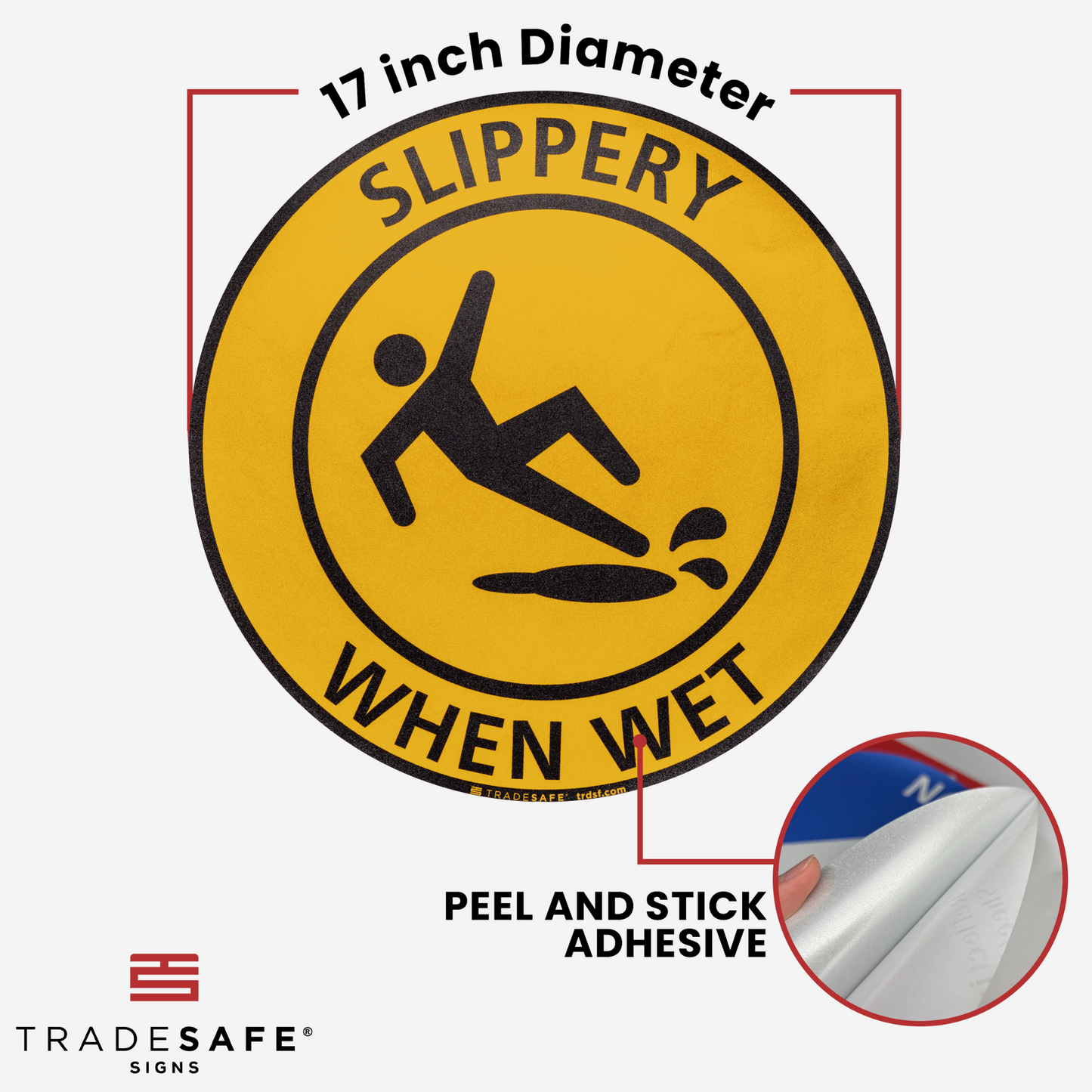 dimensions of "slippery when wet" sign